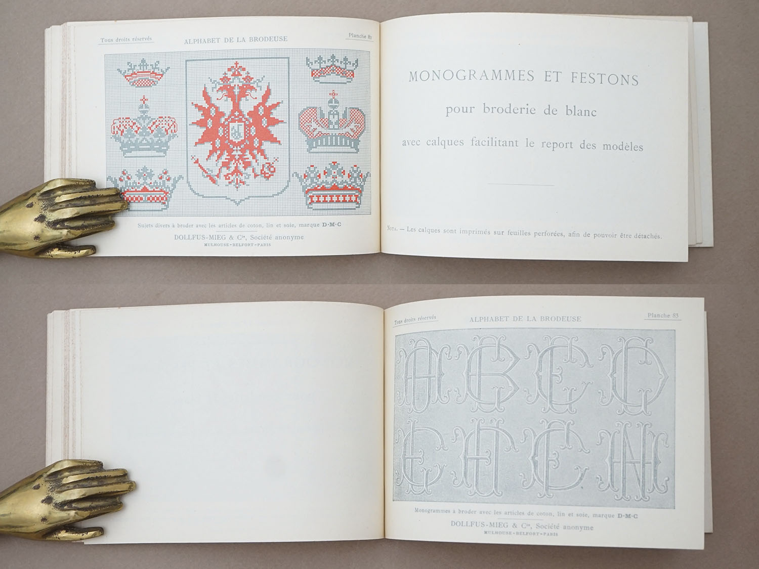 画像11: アンティーク DMC 刺繍図案帳 ALPHABET DE LA BRODEUSE - BIBLIOTHEQUE D.M.C - (11)