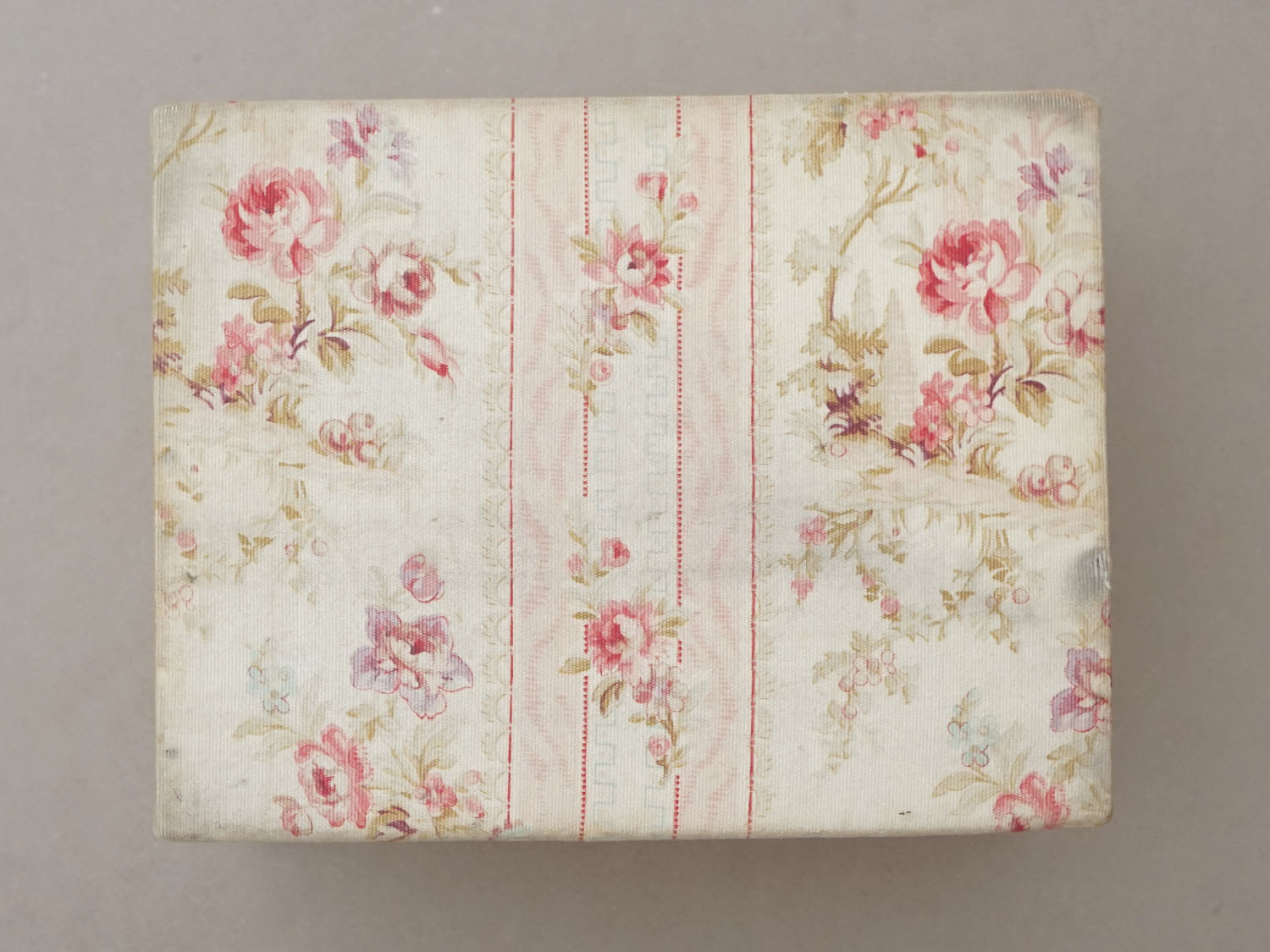 画像3: *蚤の市*アンティーク 薔薇模様&水色のリボン カルトナージュボックス  (3)