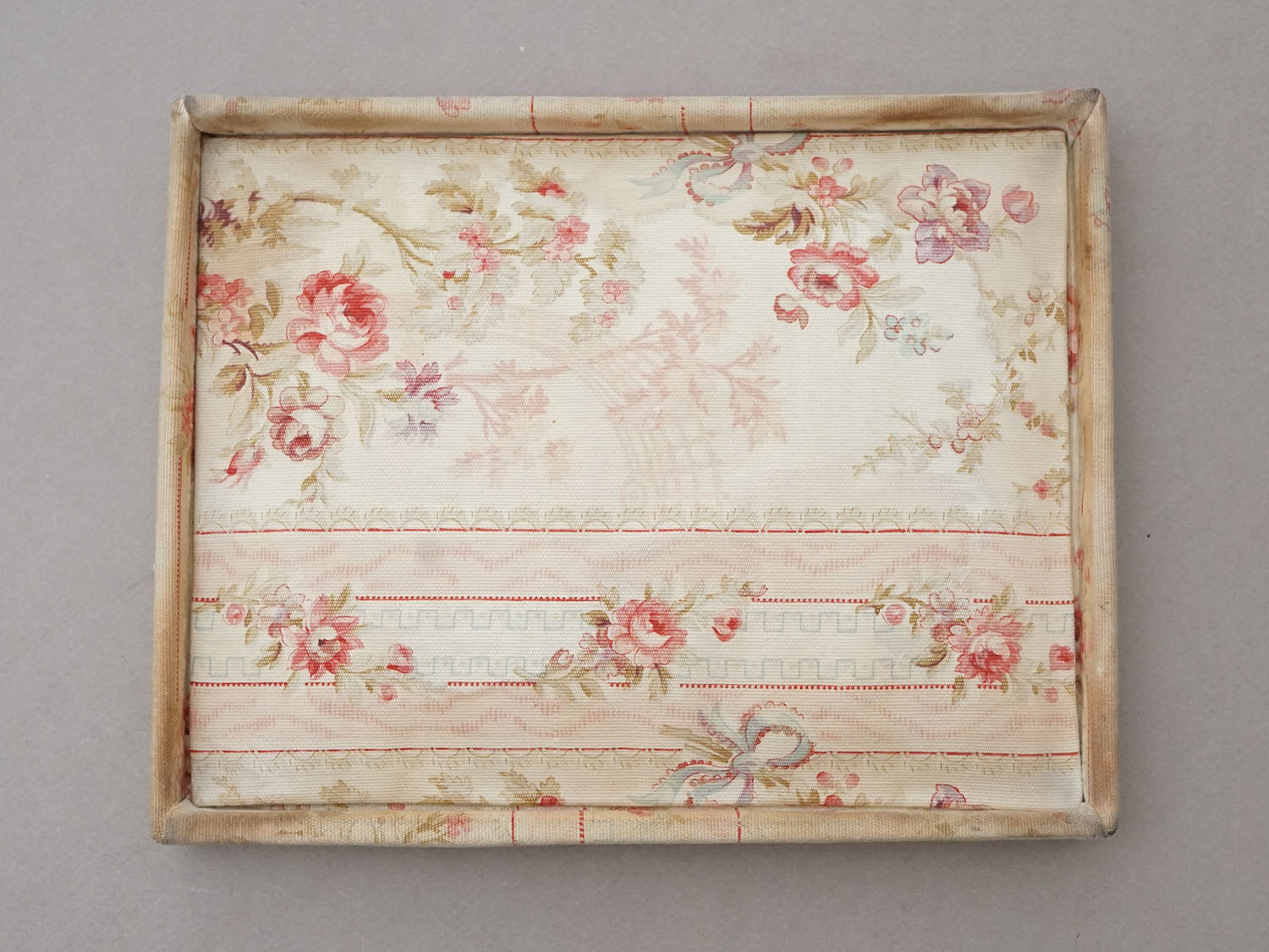 画像11: *蚤の市*アンティーク 薔薇模様&水色のリボン カルトナージュボックス  (11)