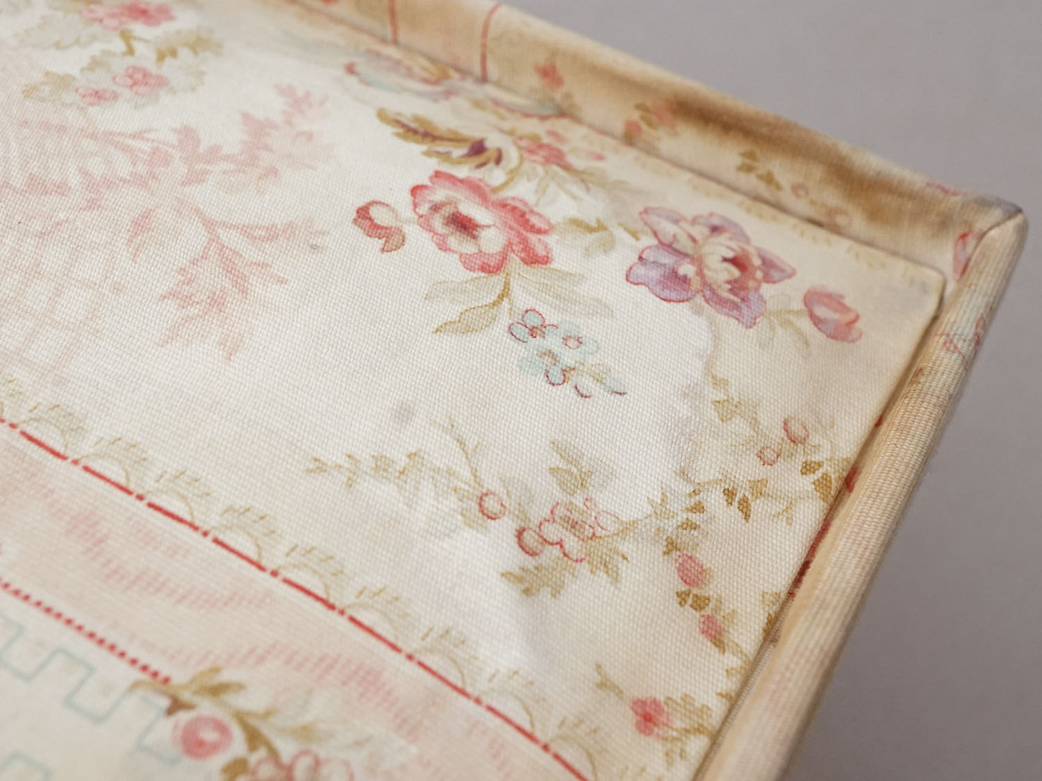 画像12: *蚤の市*アンティーク 薔薇模様&水色のリボン カルトナージュボックス  (12)