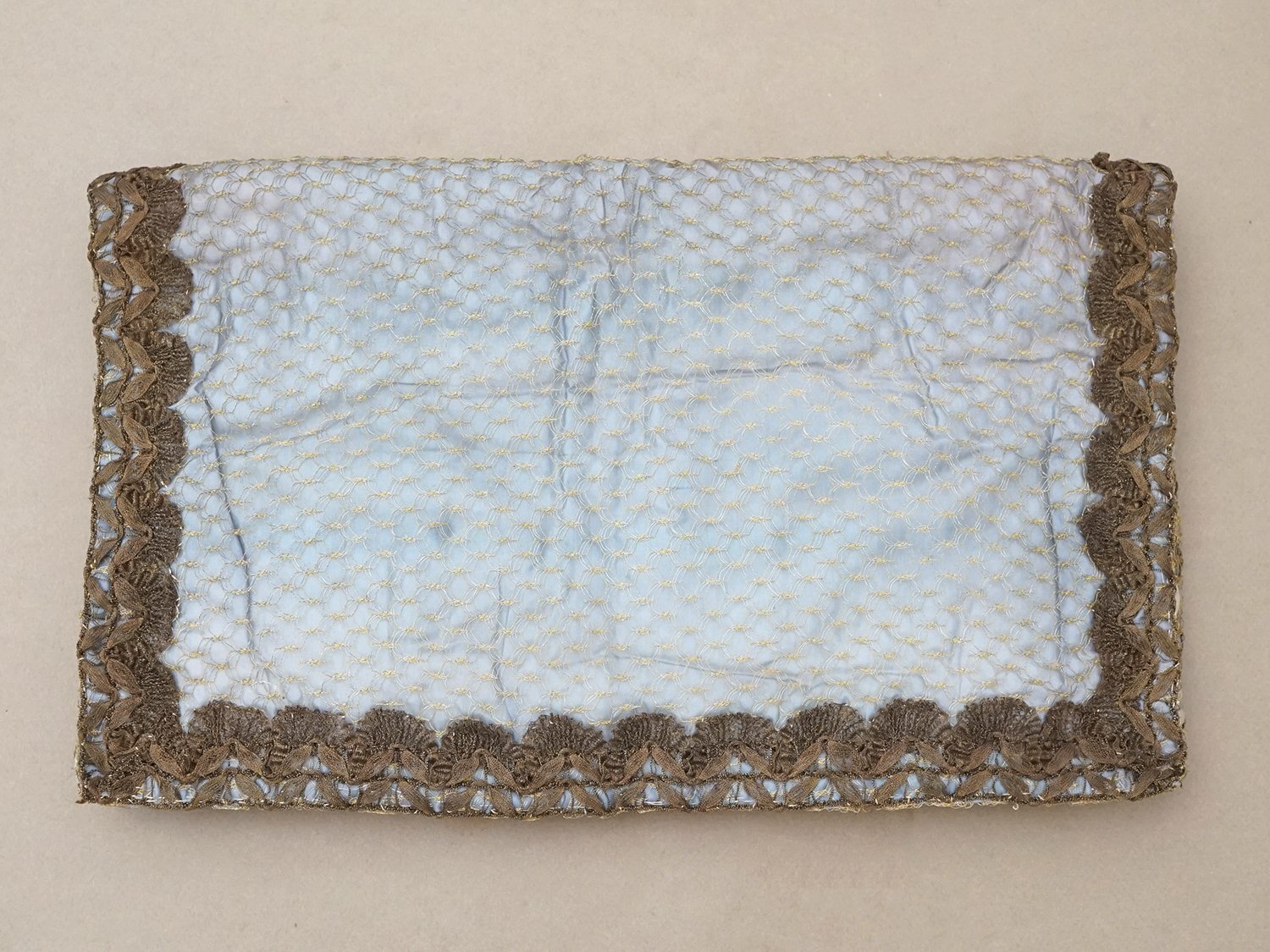 画像5: アンティーク シルク製 ポシェット ロココトリム＆レース ハンキーケース (5)