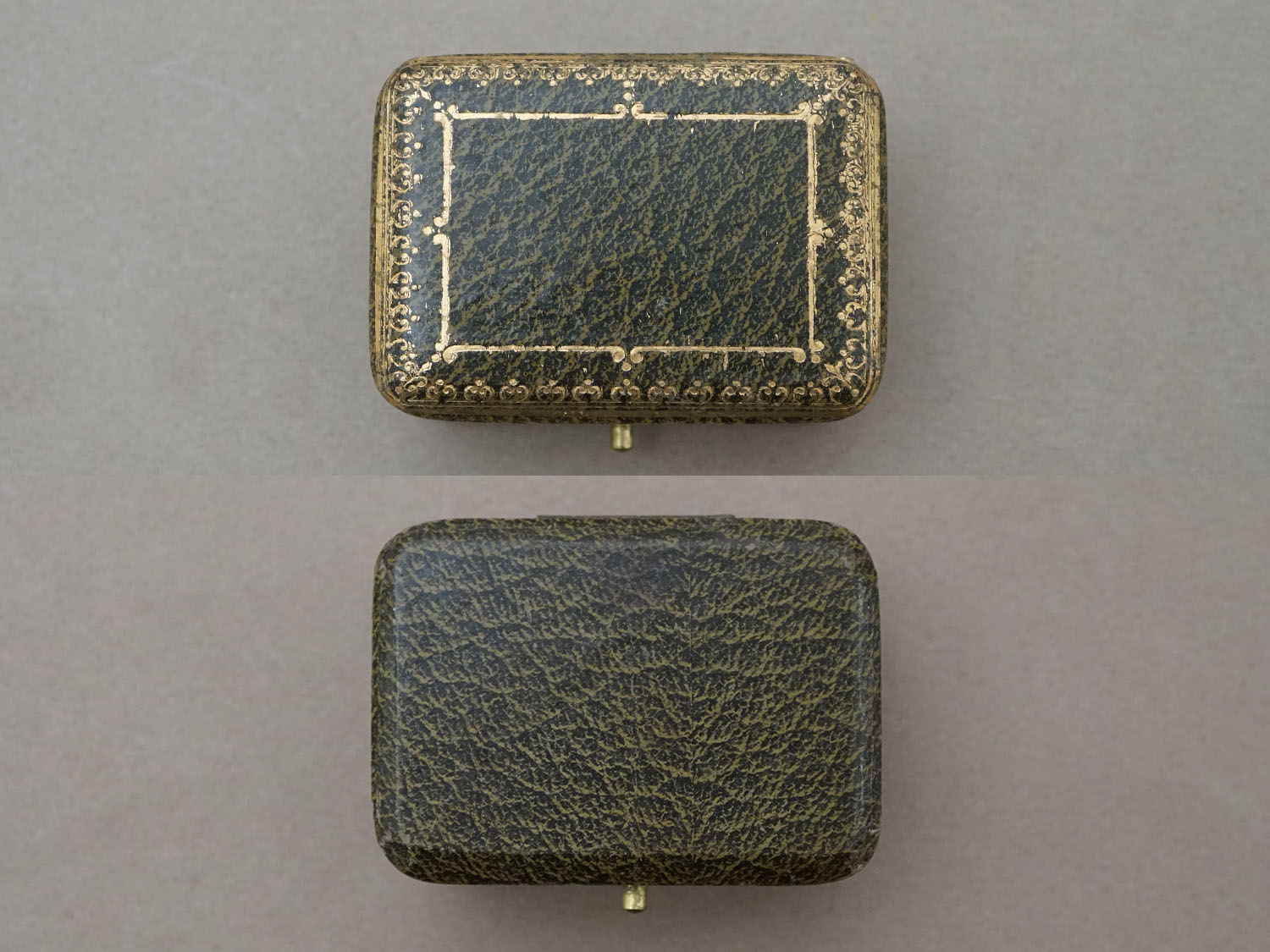 画像2: アンティーク 金彩入り ピアス用 ジュエリーボックス グリーン (2)