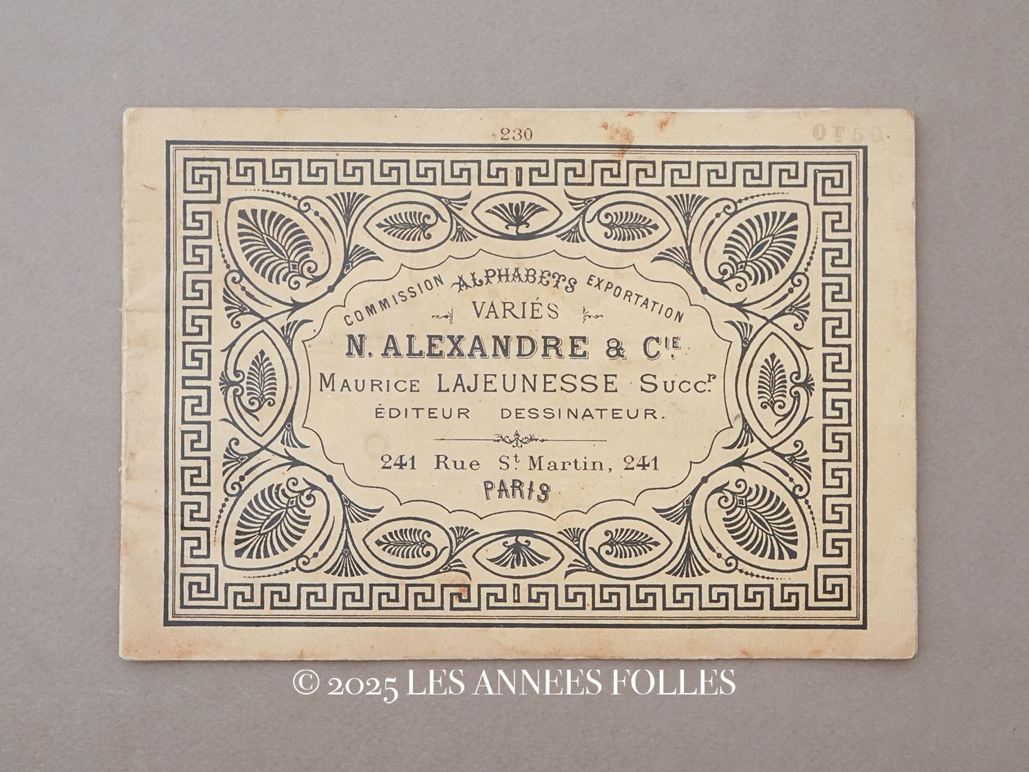 画像1: アンティーク アルファベットの刺繍図案帳  N 230 ALPHABETS VARIES - N.ALEXANDRE&CIE. MAURICE LAJEUNESSE SUCCR. - (1)