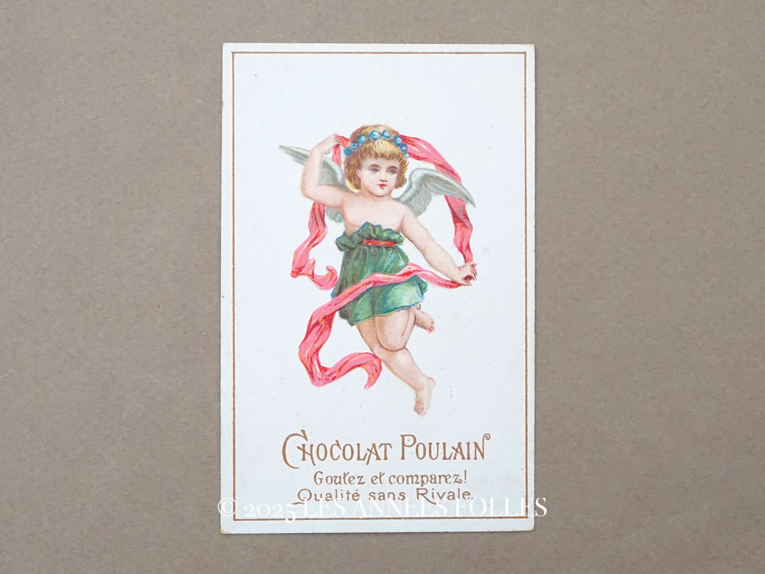 画像1: アンティーク クロモ ピンクのリボンを持つ天使 - CHOCOLAT POULAIN - (1)