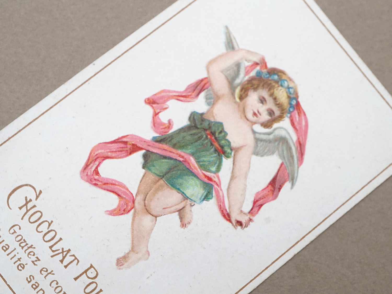 画像2: アンティーク クロモ ピンクのリボンを持つ天使 - CHOCOLAT POULAIN - (2)