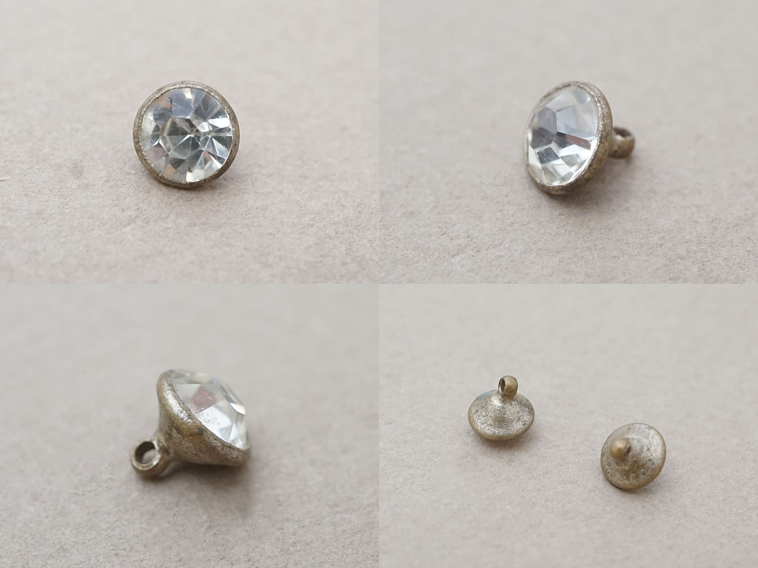 画像2: アンティーク 6.5mm カットガラスのボタン 2ピースのセット (2)