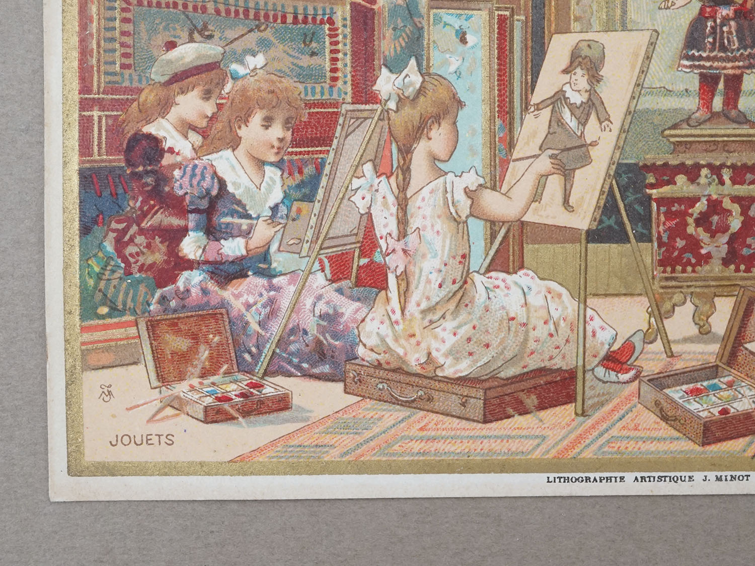 画像3: アンティーク クロモ 少女とドールの絵画の時間  JOUETS LA PEINTURE  -AU BON MARCHE- (3)