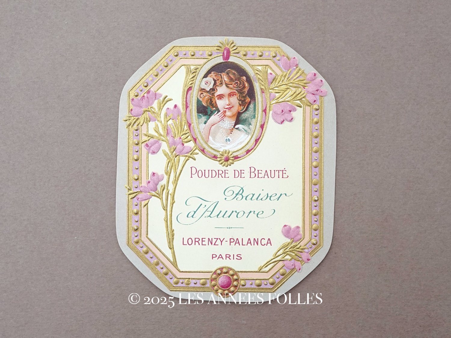 画像1: アンティーク パフュームラベル POUDRE DE BEAUTE BAISER D'AURORE - LORENZY PALANCA PARIS - (1)