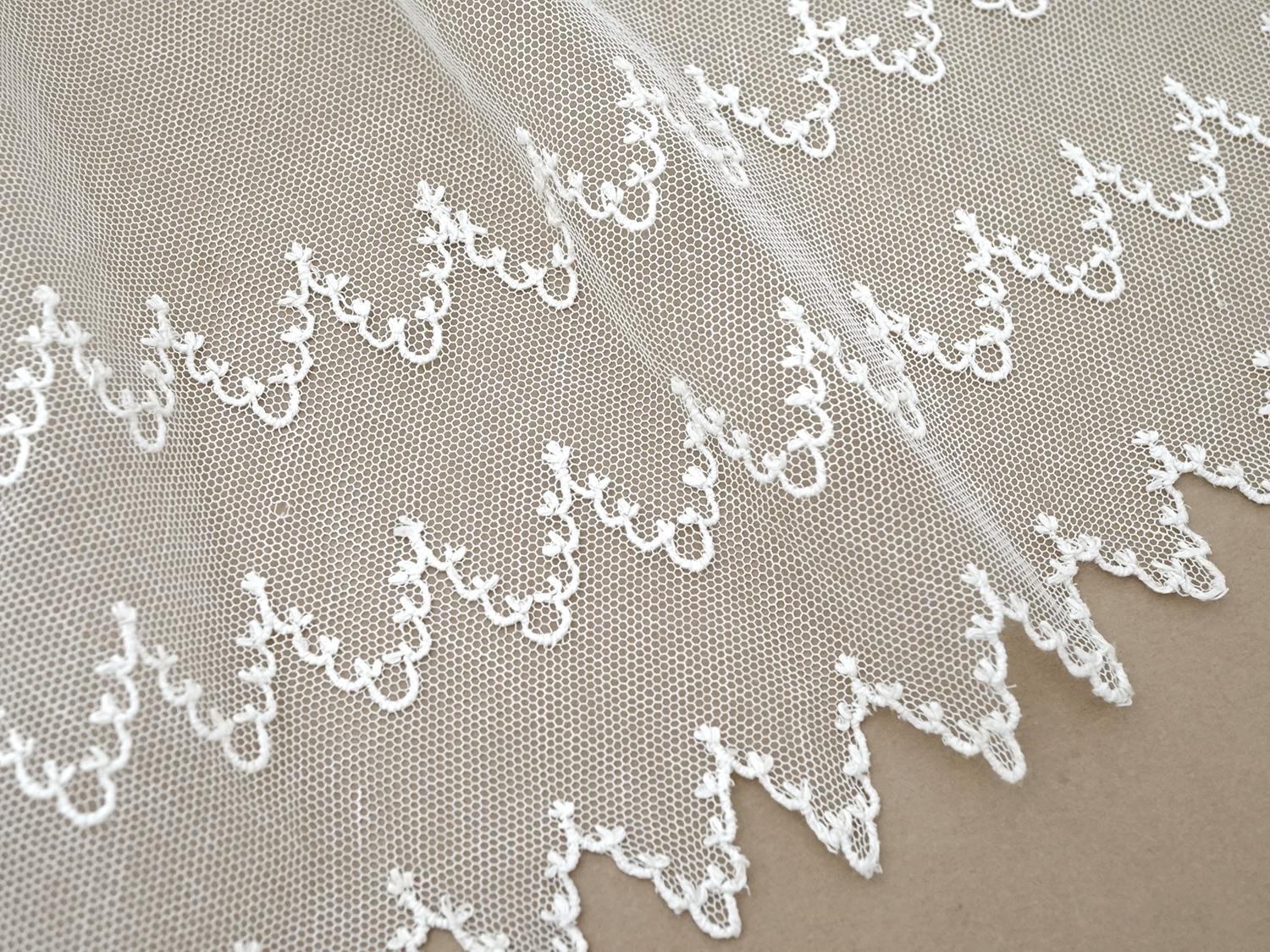 画像2: アンティーク  刺繍入り 幅広 チュールレース 幅24cm (2)