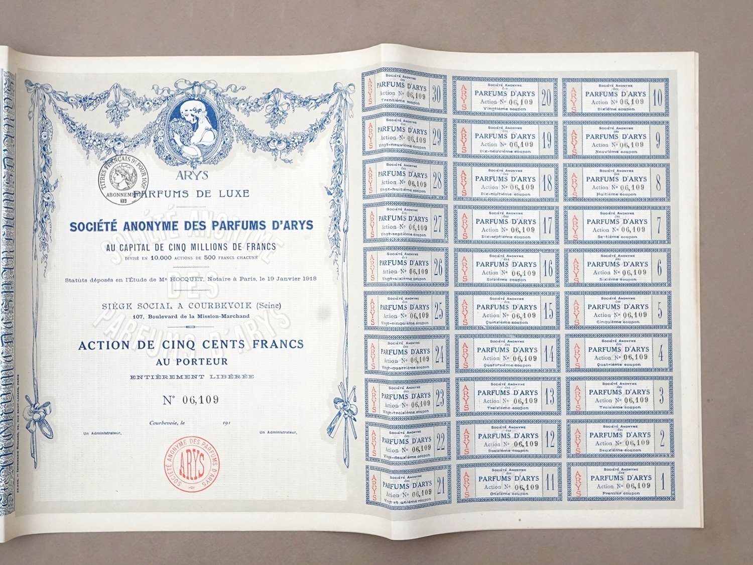 画像4: 1918年 アンティーク パフュームリー ARYSの株式  - ARYS - (4)