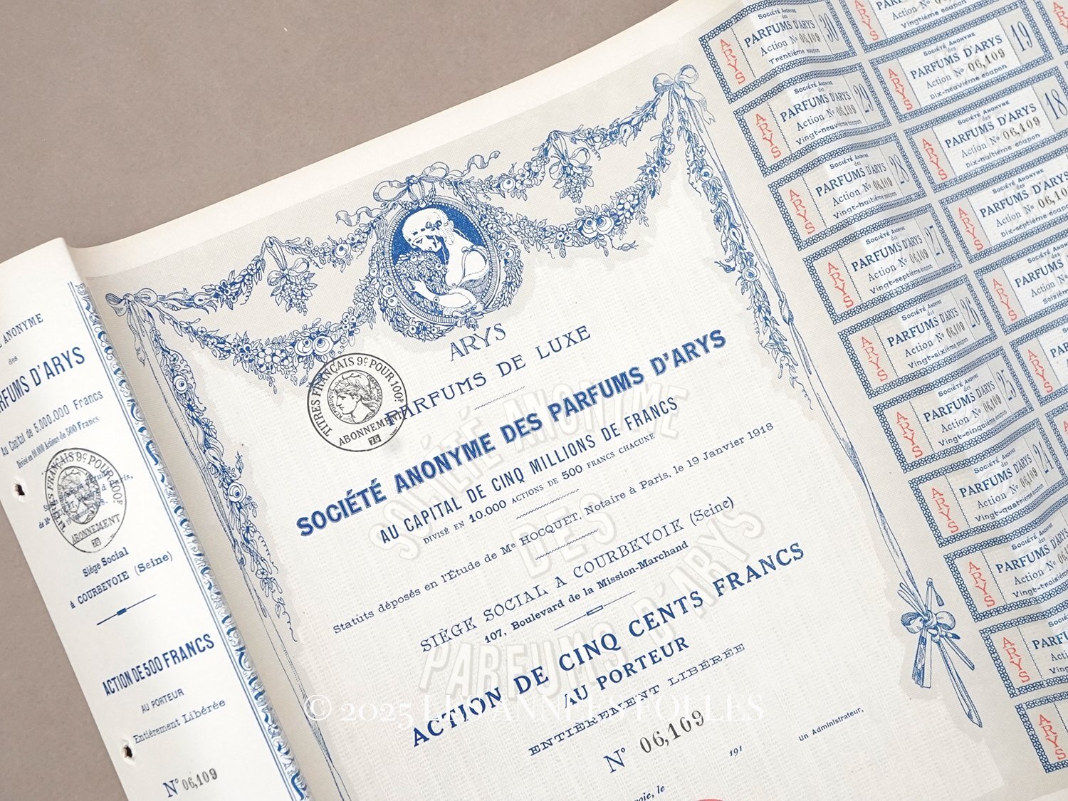 画像1: 1918年 アンティーク パフュームリー ARYSの株式  - ARYS - (1)