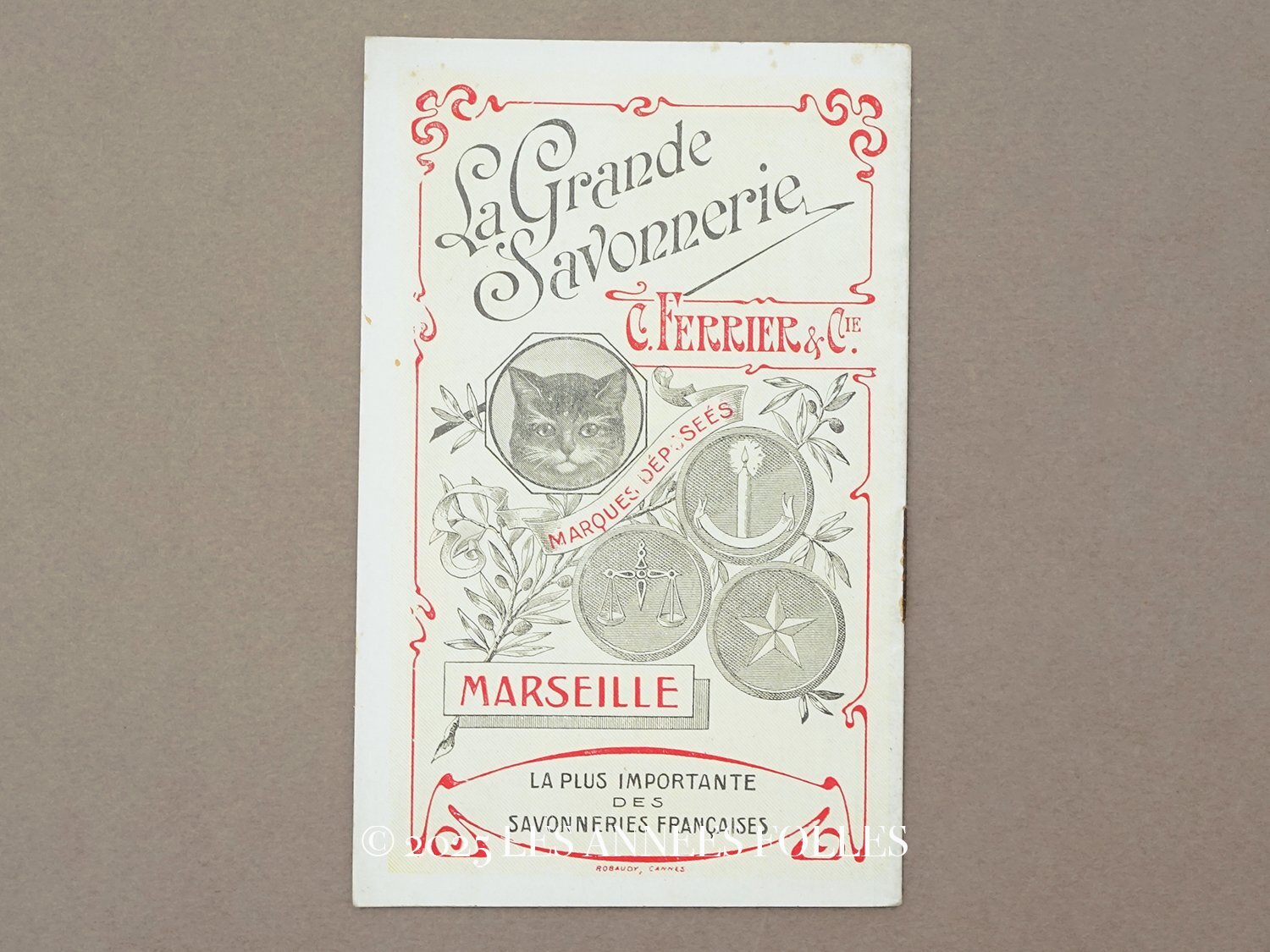 画像1: 1910年 アンティーク 猫のマークのサヴォネリー カレンダー付き手帳 SAVON LE CHAT - C.FERRIER&CIE.MARSEILLE - (1)