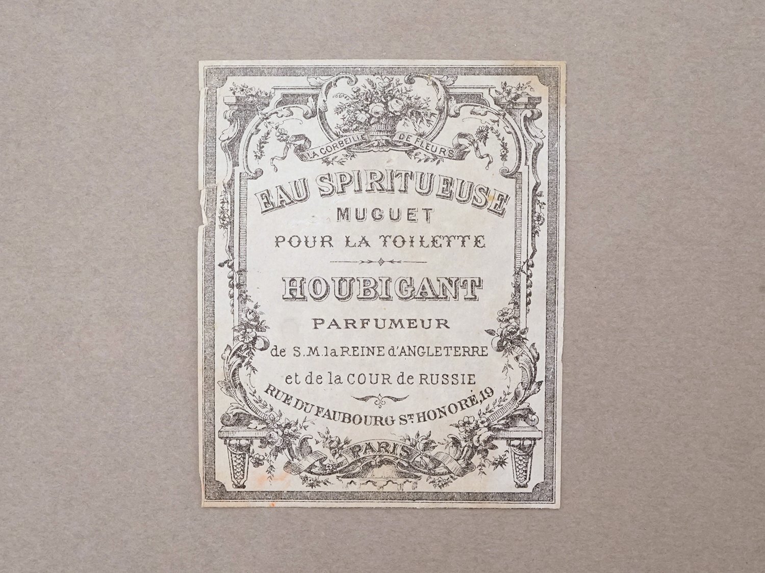 画像2: 19世紀 アンティーク 鈴蘭のパフュームラベル EAU SPIRITUEUSE MUGUET POUR LA TOILETTE - HOUBIGANT PARIS - (2)