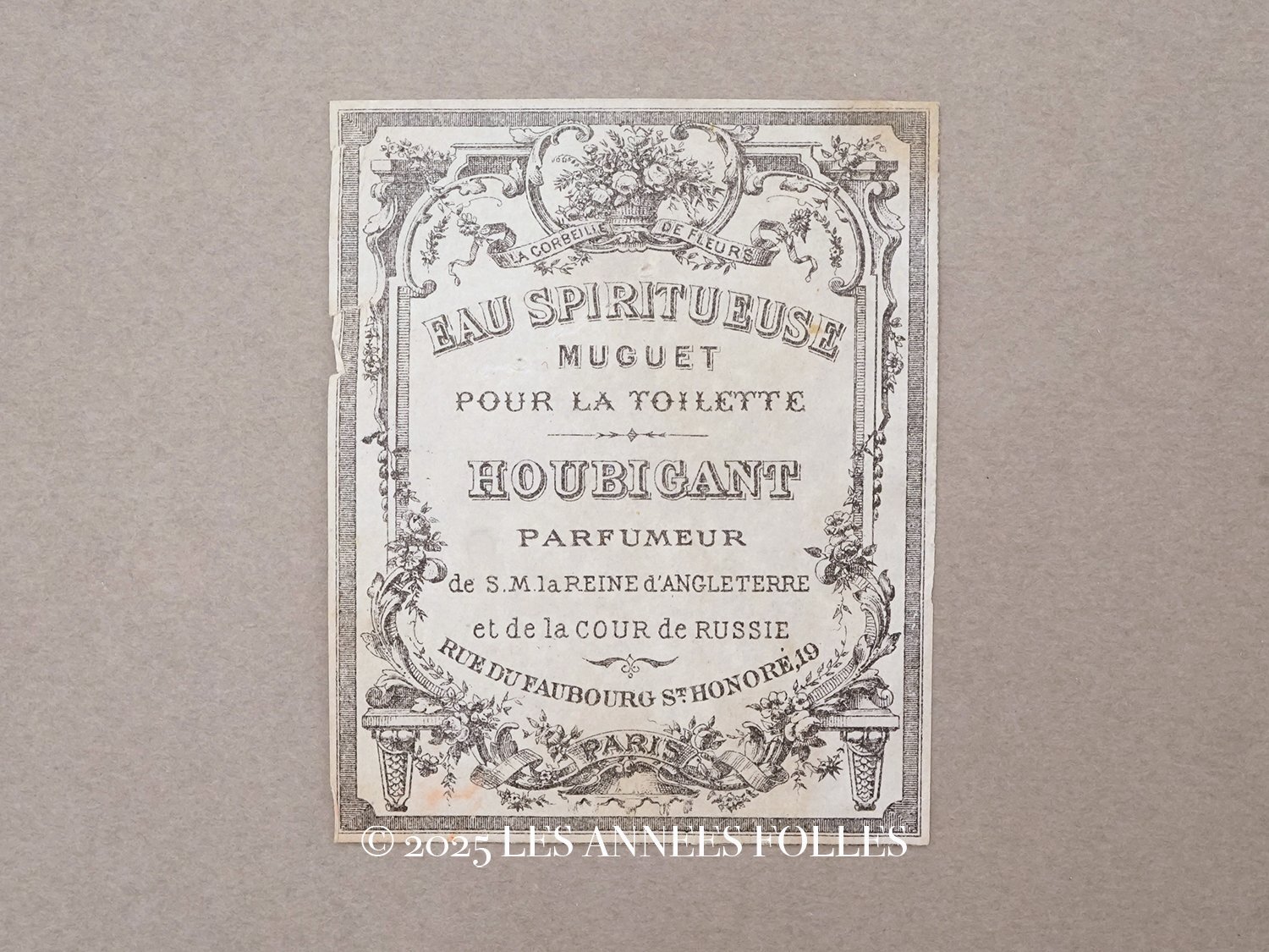 画像1: 19世紀 アンティーク 鈴蘭のパフュームラベル EAU SPIRITUEUSE MUGUET POUR LA TOILETTE - HOUBIGANT PARIS - (1)