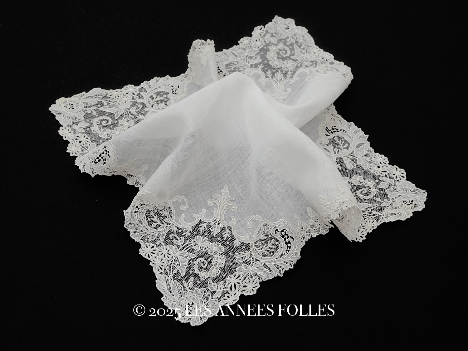 画像1: 【セール対象外】【クーポン対象外】19世紀 アンティーク ポワンドガーズ 結婚式のハンカチ【 ポワン・ド・ガーズ 】 (1)