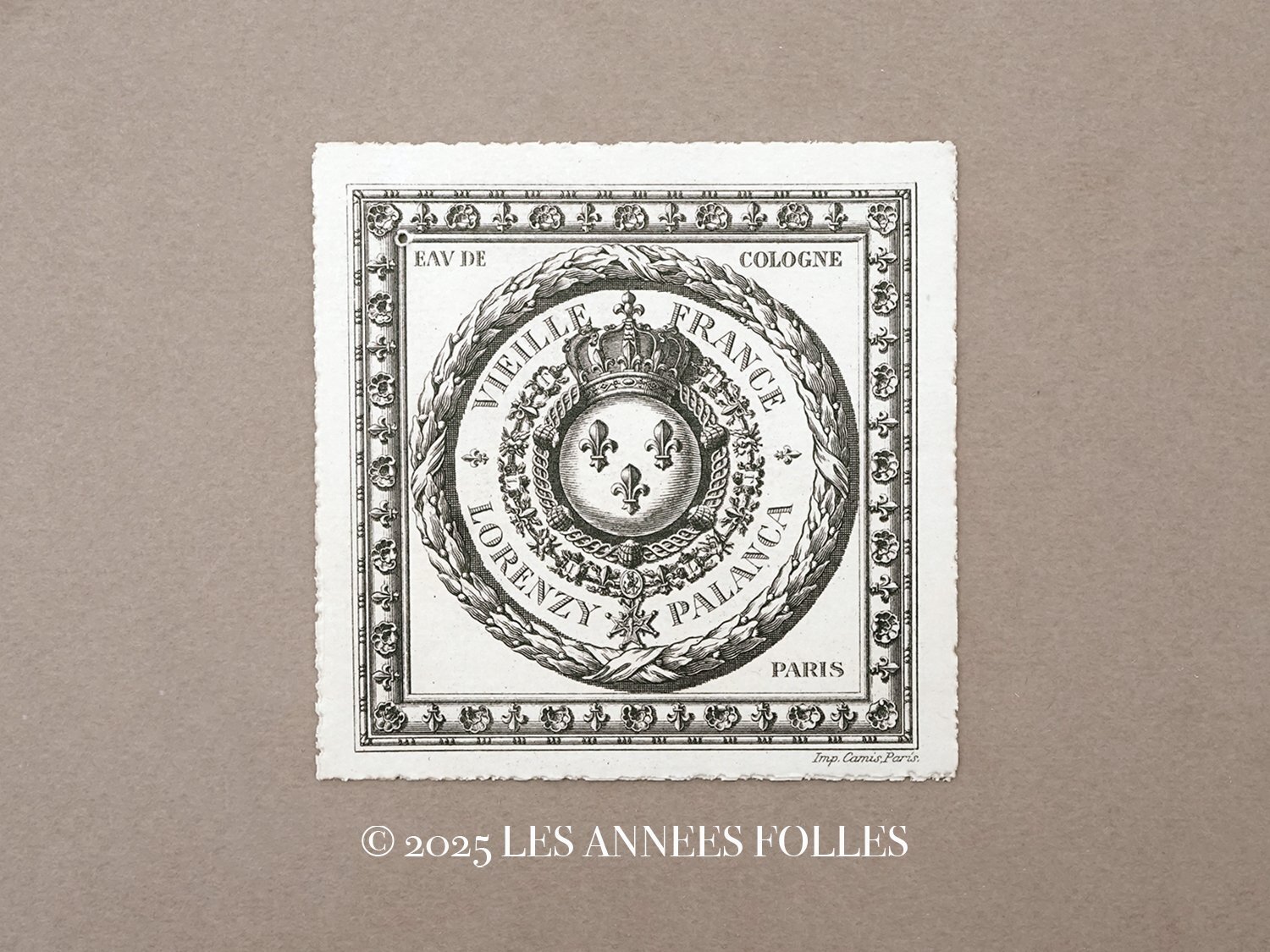 画像1: アンティーク パフュームラベル 百合の紋章&王冠 VIEILLE FRANCE - LORENZY PALANCA - (1)