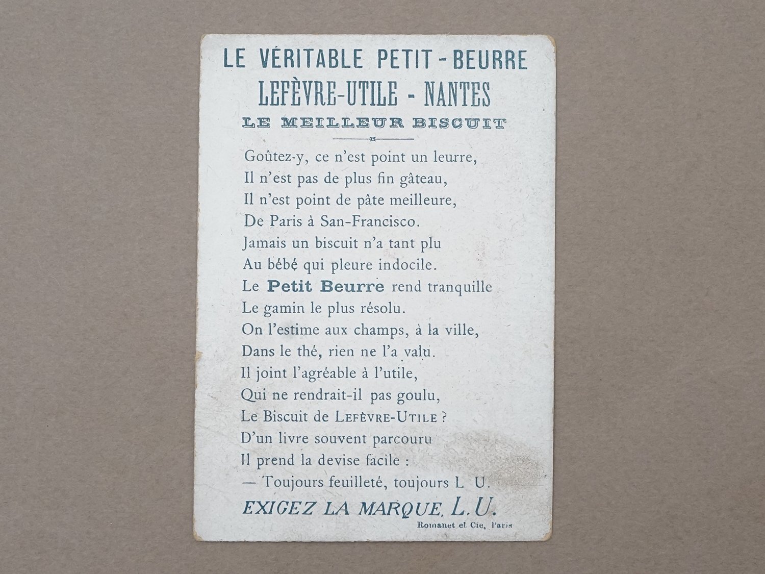 画像2: 19世紀末 アンティーク LU クロモ LE VERITABLE PETIT-BEURRE - LEFEVRE-UTILE.NANTES - (2)