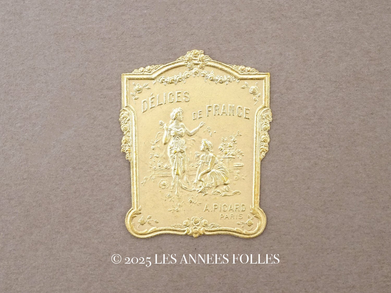 画像1: アンティーク パフュームラベル 薔薇のガーランド DELICES DE FRANCE - A.PICARD PARIS - (1)
