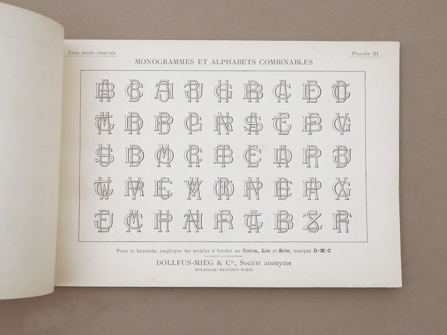 画像8: アンティーク DMC 刺繍図案帳 MONOGRAMMES ET ALPHABETS COMBINABLES - BIBLIOTHEQUE D.M.C - (8)