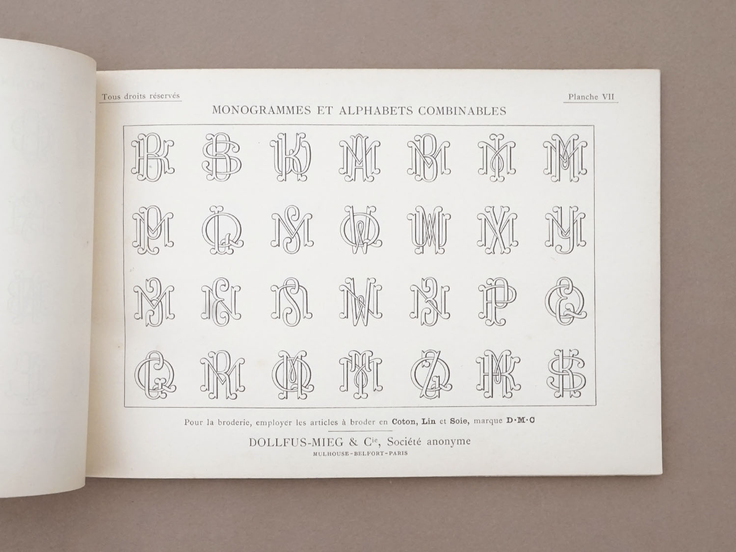 画像10: アンティーク DMC 刺繍図案帳 MONOGRAMMES ET ALPHABETS COMBINABLES - BIBLIOTHEQUE D.M.C - (10)