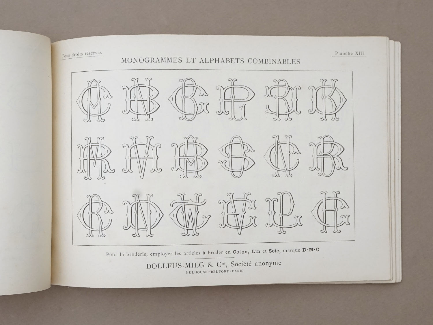 画像12: アンティーク DMC 刺繍図案帳 MONOGRAMMES ET ALPHABETS COMBINABLES - BIBLIOTHEQUE D.M.C - (12)