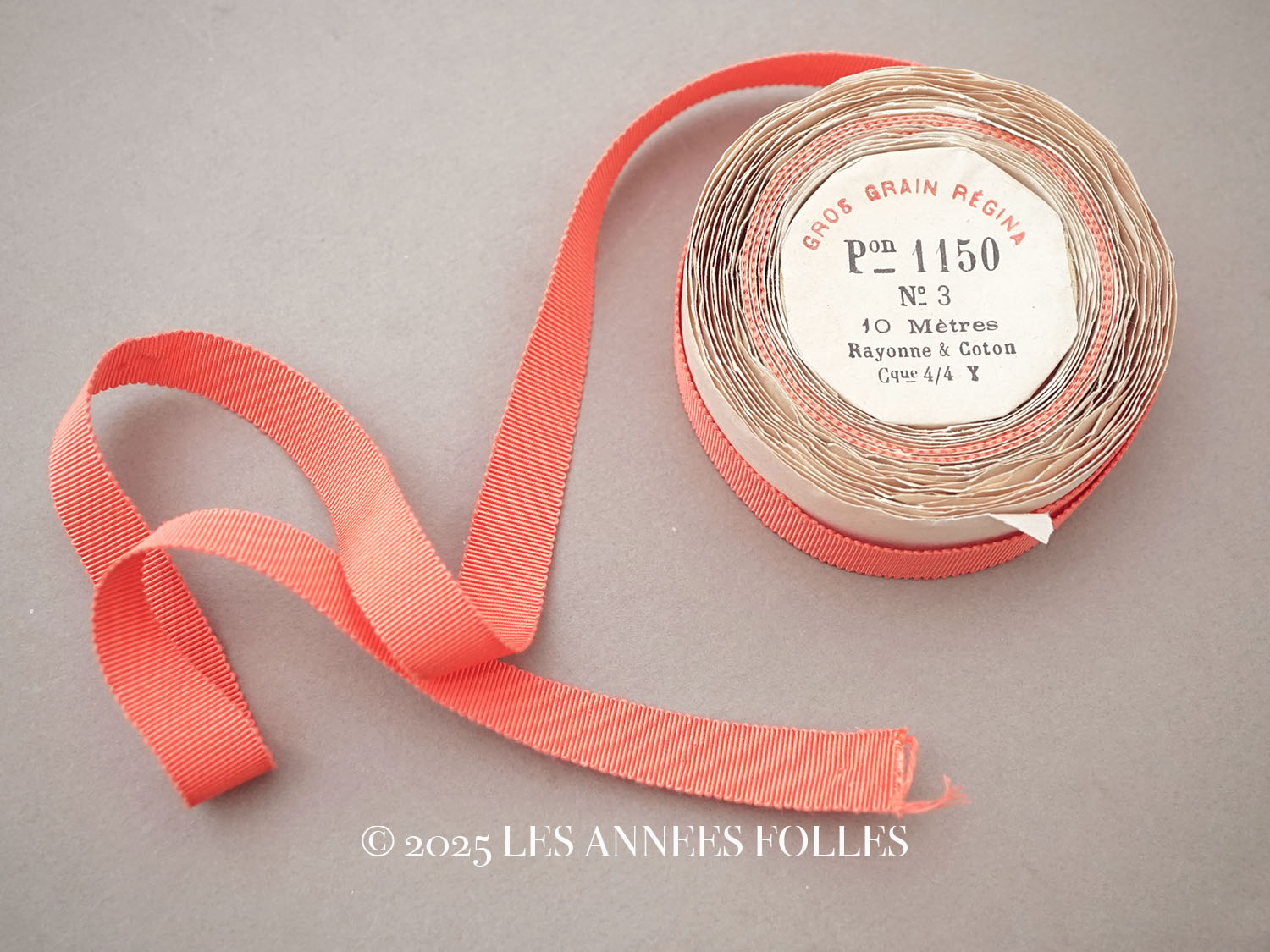 画像1: アンティーク グログランリボン ピーチオレンジ 5.6m 1.5cm幅 PON 1150 N 3 COL 786   (1)