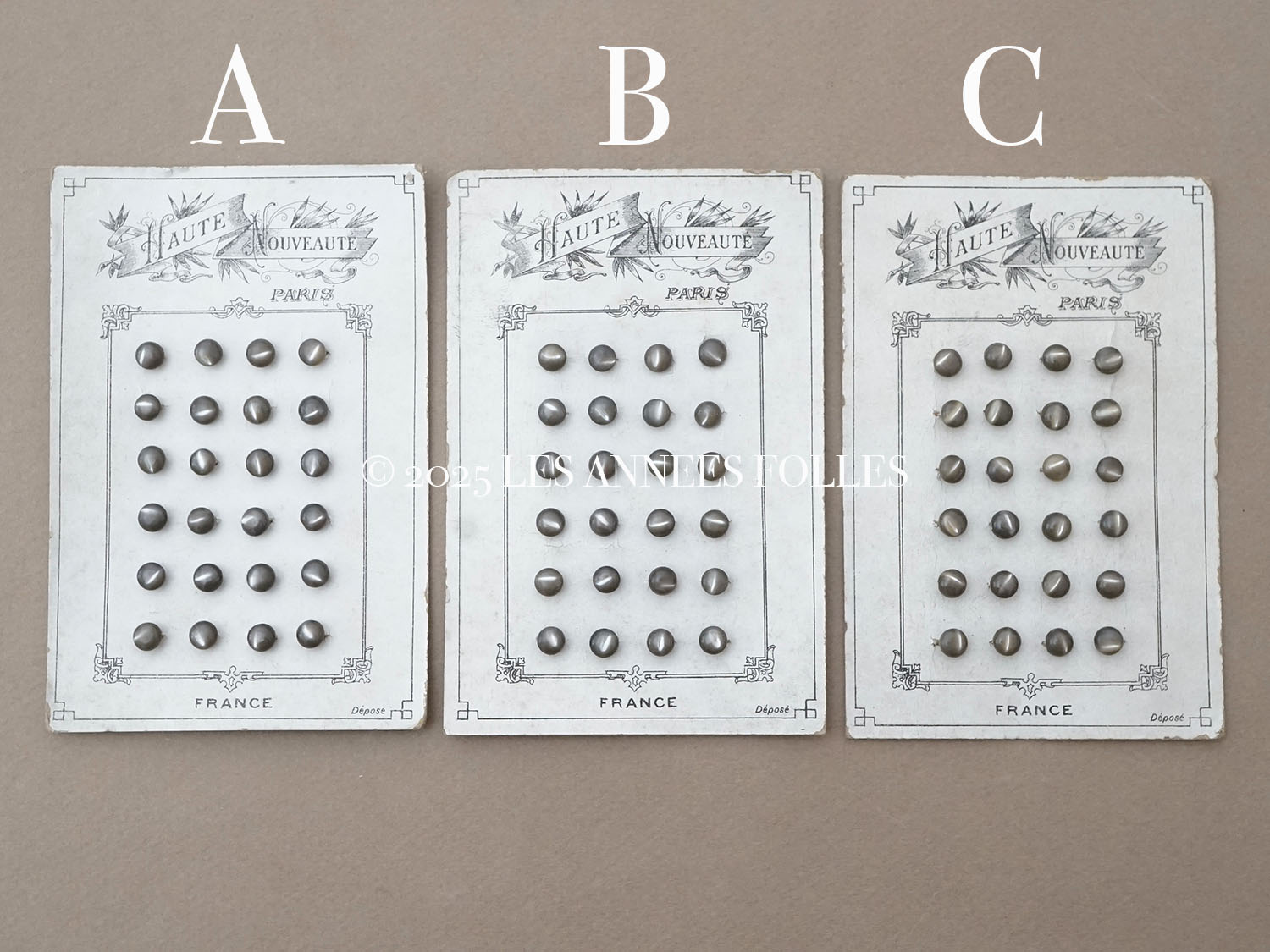 画像2: アンティーク マザーオブパール製 極小 ボタン 5mm 24ピース シェルボタン チャコールグレー (2)