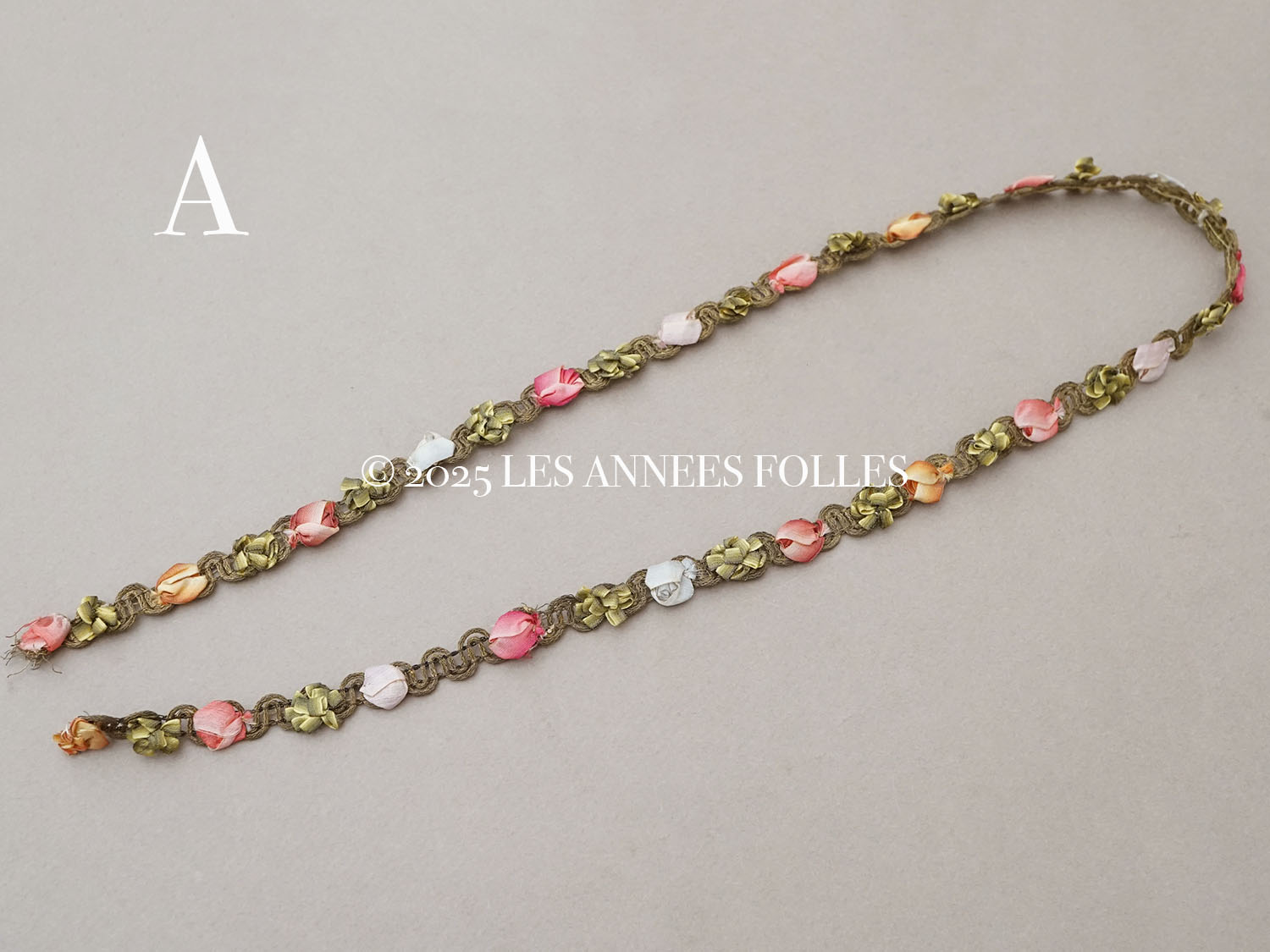 画像4: アンティーク 6色の大きな薔薇のロココトリム ロココリボン 1.2cm幅 (4)