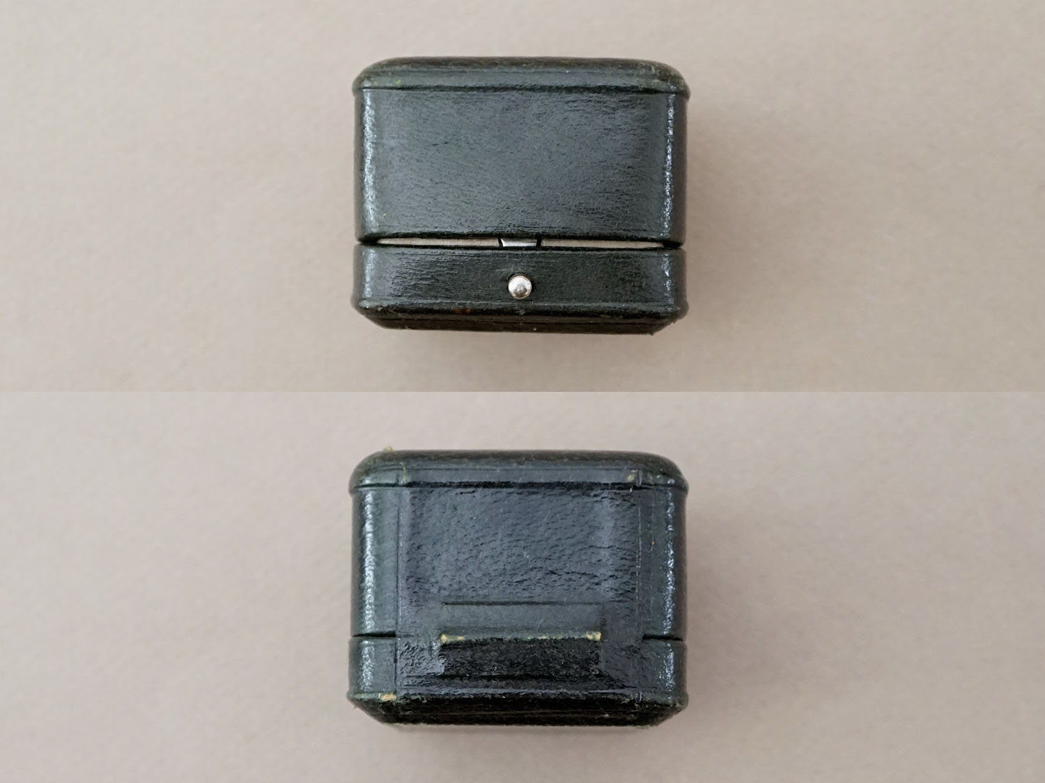 画像4: アンティーク 本革製 リングボックス 黒 ジュエリーボックス  (4)