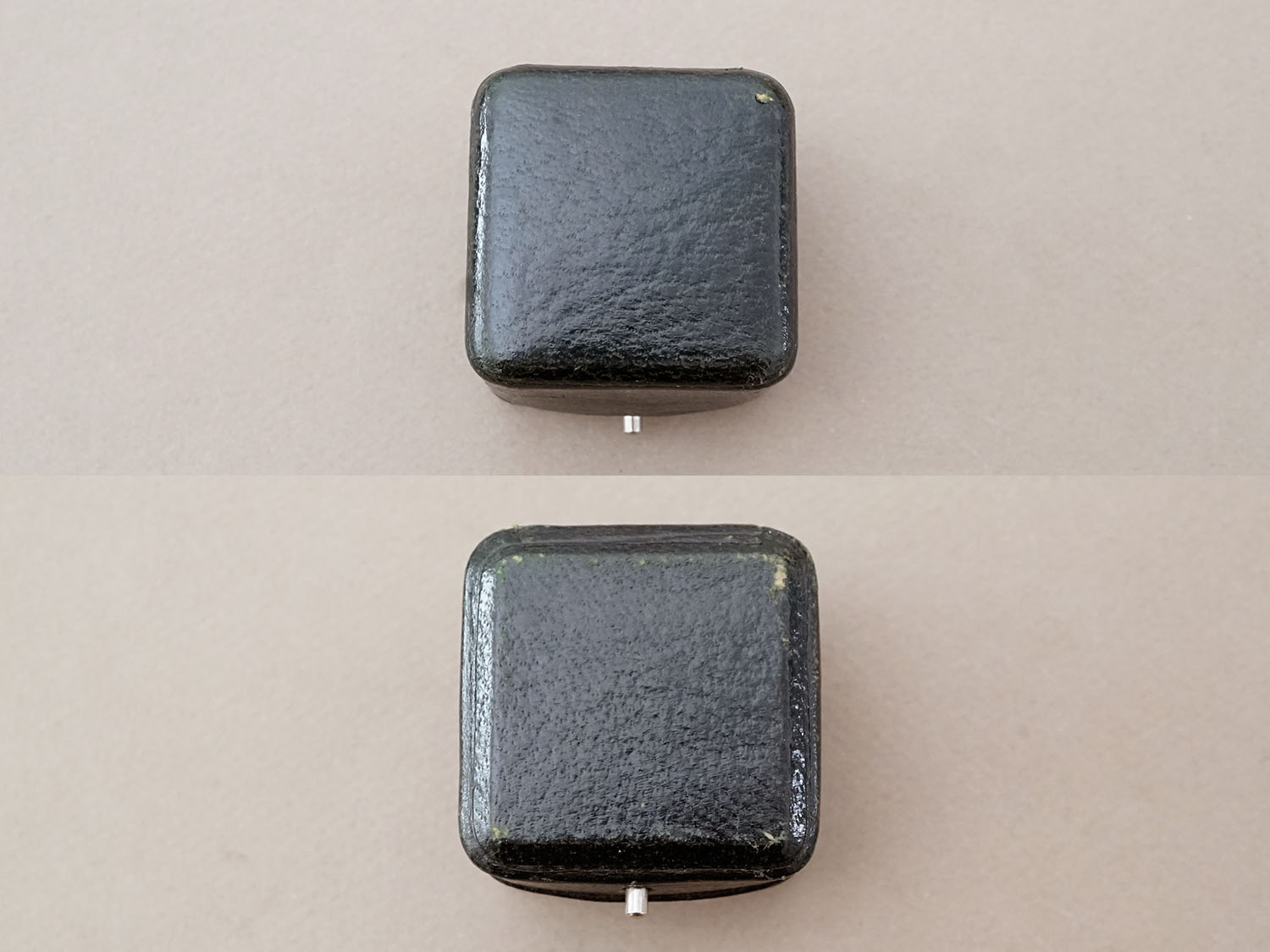 画像3: アンティーク 本革製 リングボックス 黒 ジュエリーボックス  (3)