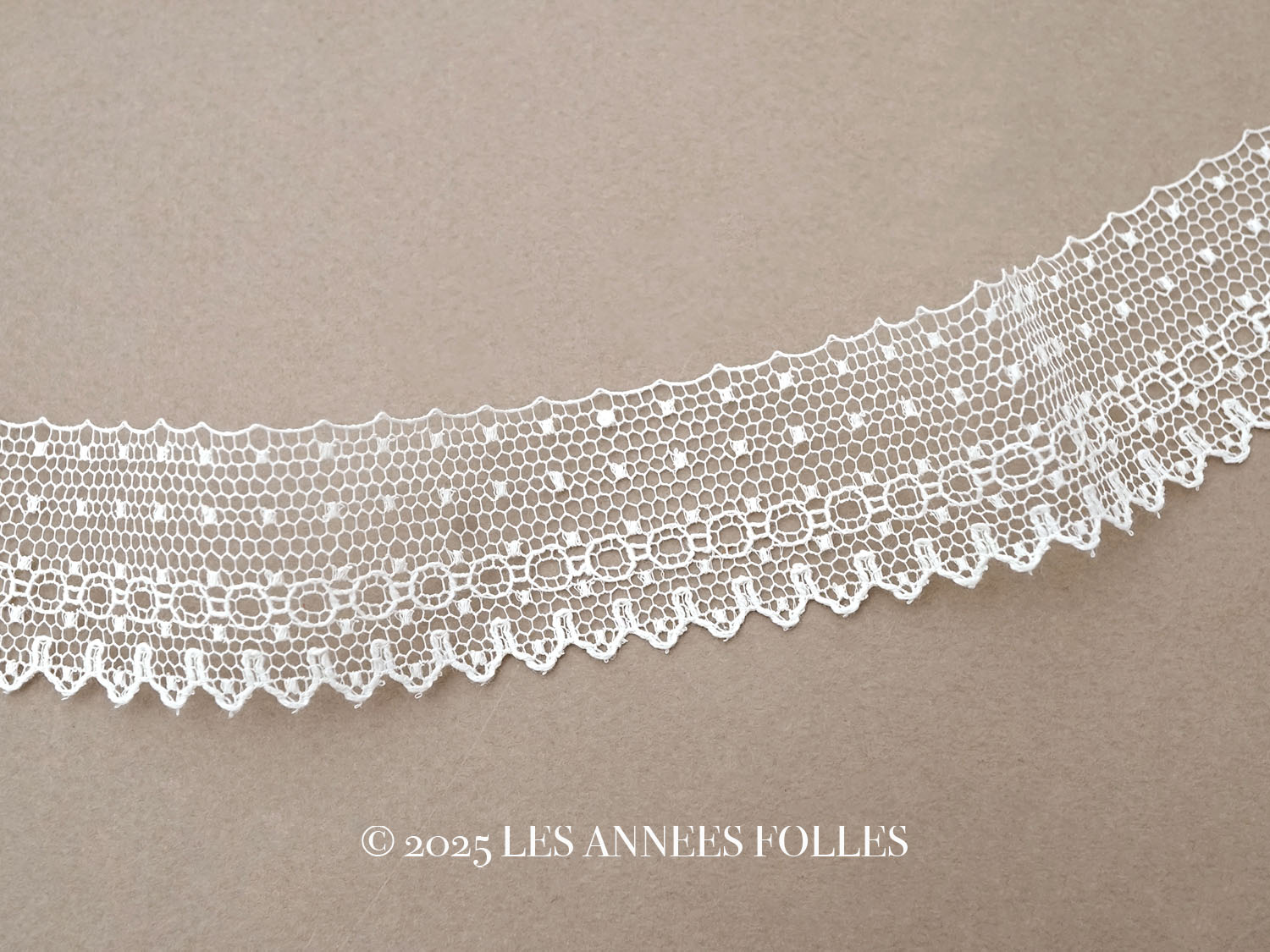 画像1: アンティーク ドット柄 スカラップ チュールレース 3cm幅 (1)