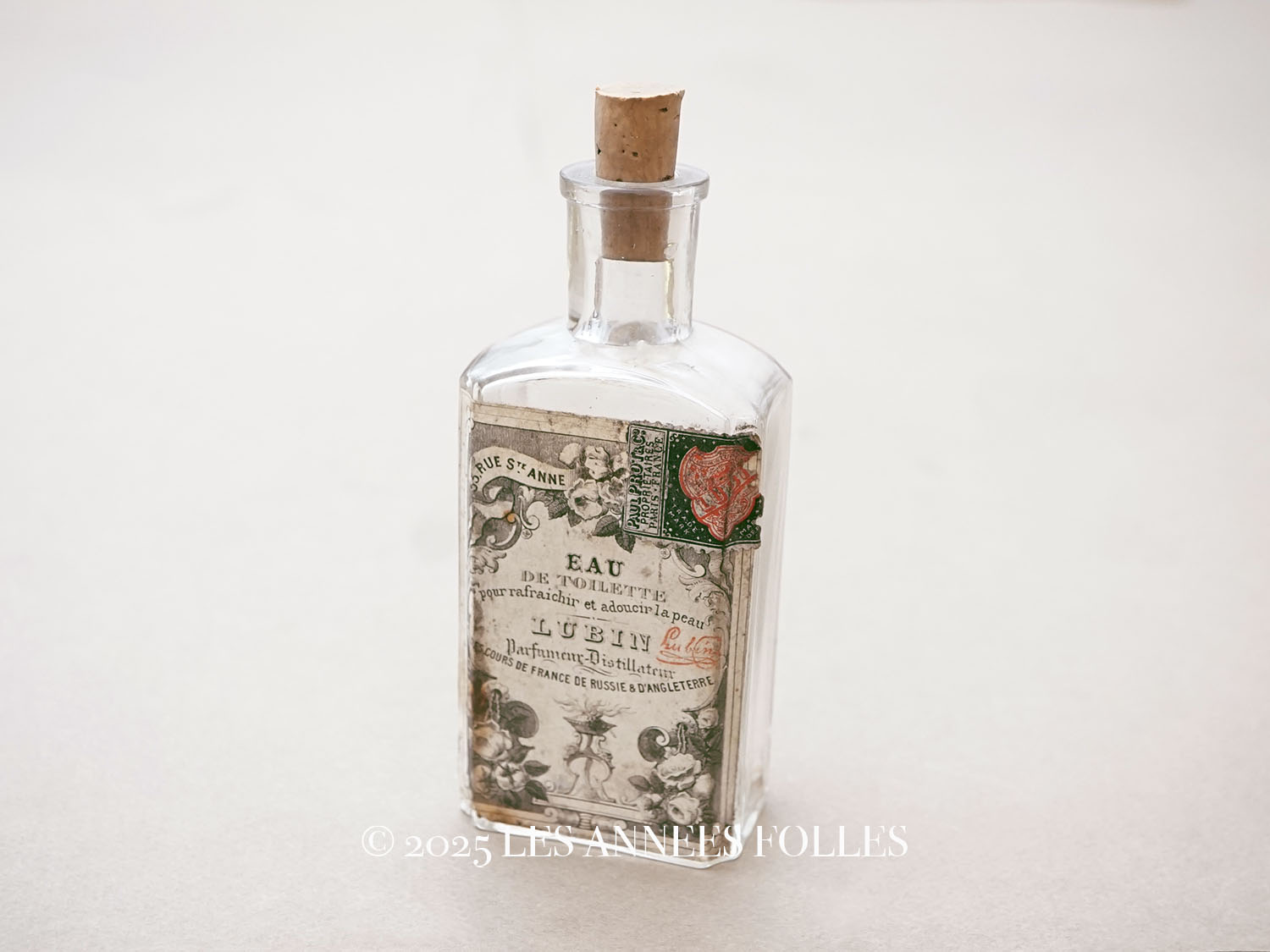 画像1: 19世紀 アンティーク 薔薇のパフュームボトル EAU DE TOILETTE - LUBIN PARIS - (1)