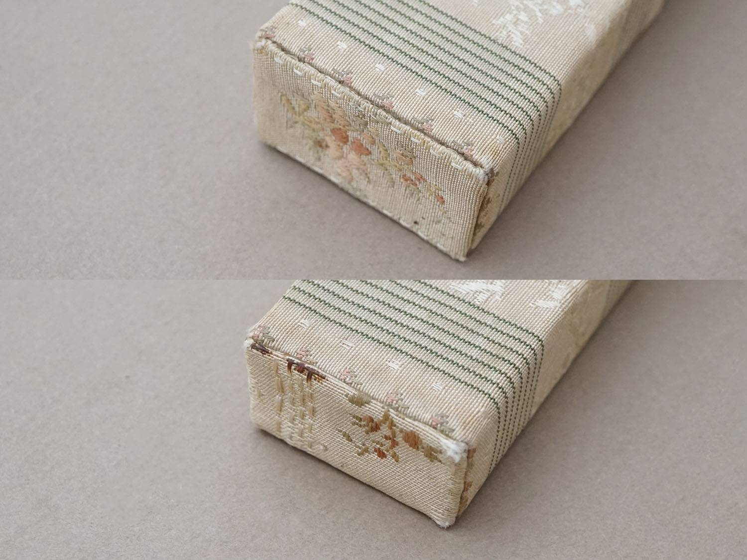 画像9: 19世紀末 アンティーク　メゾン【 DUVELLEROY（デュヴェルロワ）】 のエヴァンタイユ（扇)のシルクボックス 花模様 (9)