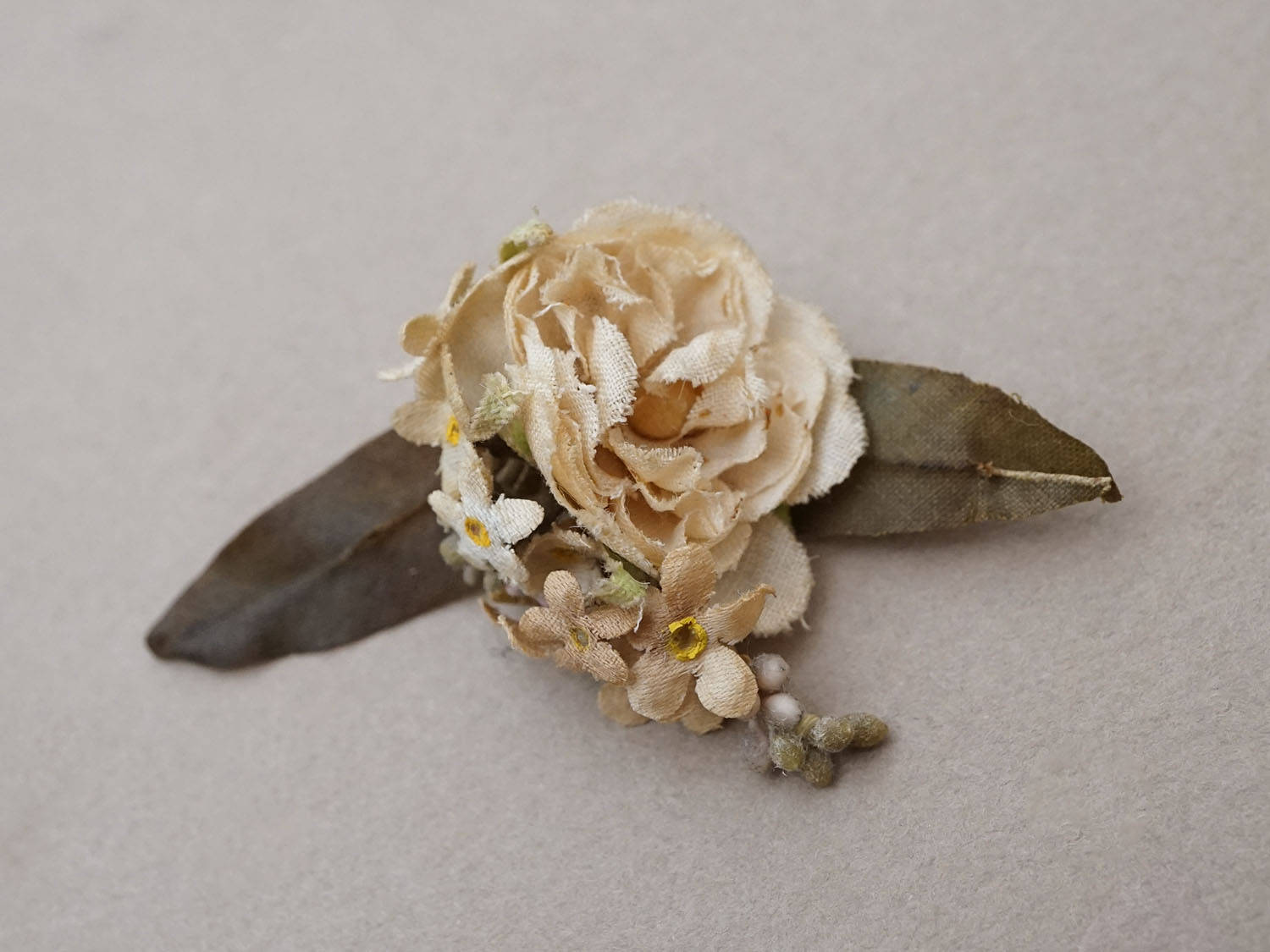 画像5: アンティーク 小さな布花 薔薇＆勿忘草 ドール用 (5)