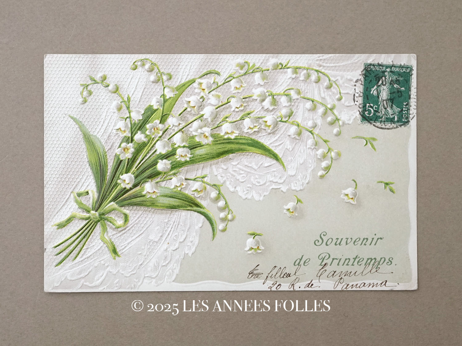 画像1: 1907年 アンティーク 鈴蘭のポストカード (1)