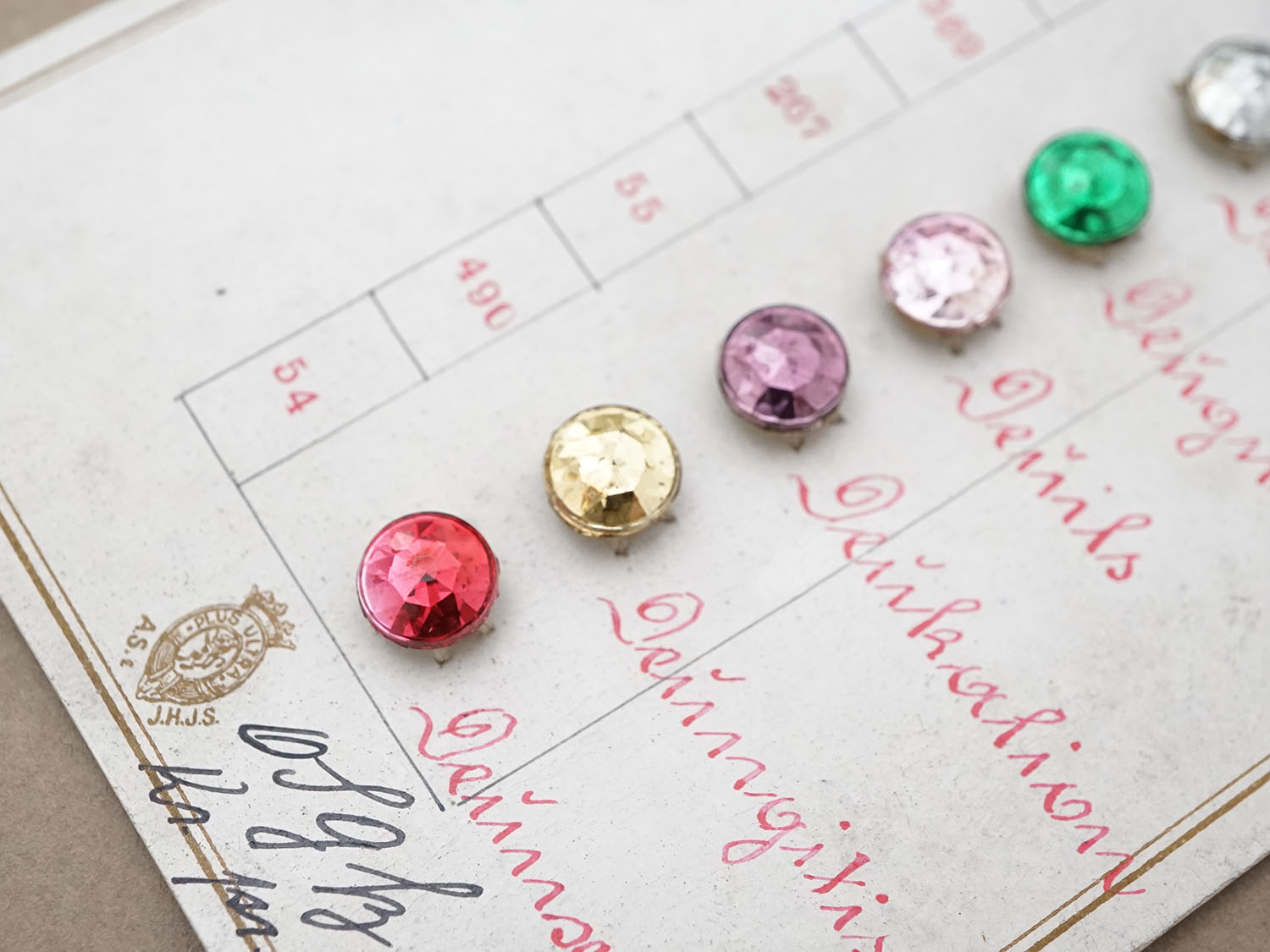 画像5: 19世紀末 アンティーク  サンプラー メタリック グラスストーン - AS & JHJS - (5)