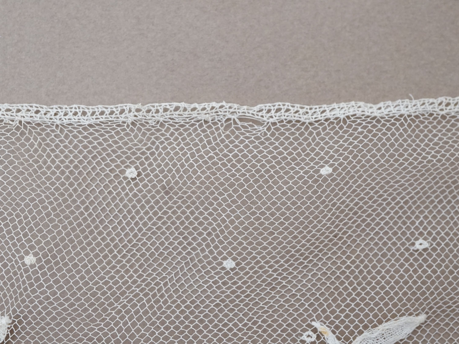 画像20: 19世紀末 アンティーク ドレスパーツ リボンのモチーフ アプリカシオン・アングルテール  4.2m 幅広22.5cmオフホワイト ボビンレース (20)