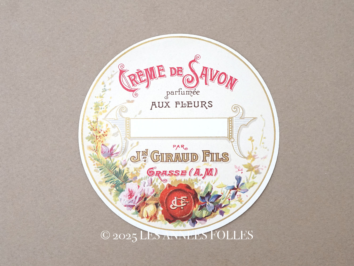 画像1: アンティーク パフュームラベル CREME DE SAVON PARFUMEE AUX FLEURS - JN.GIRAUD FILS - (1)