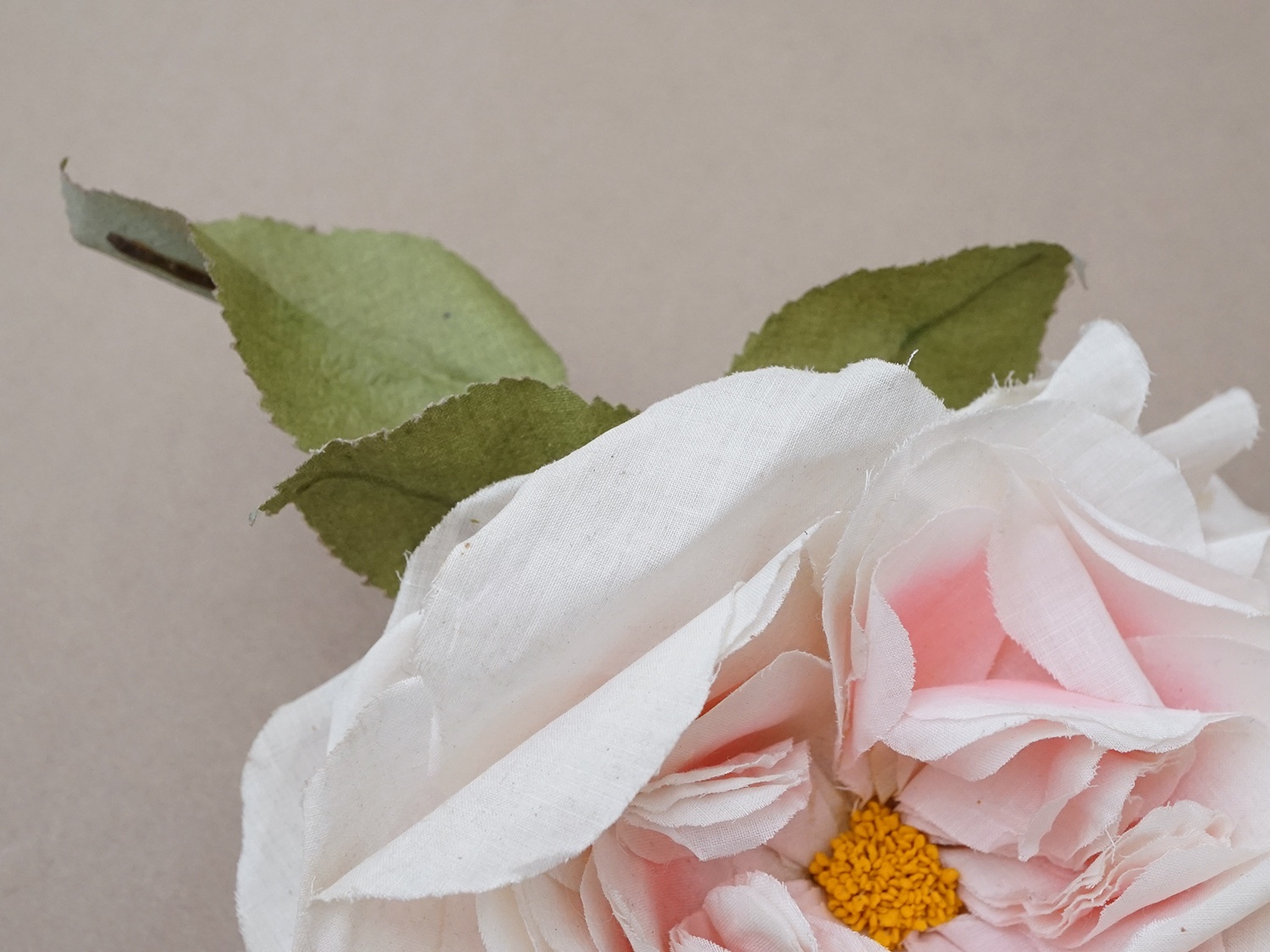 画像5: 【クリスマスセール2025対象外】1900年頃 アンティーク薔薇の大きな布花 パウダーピンク (5)