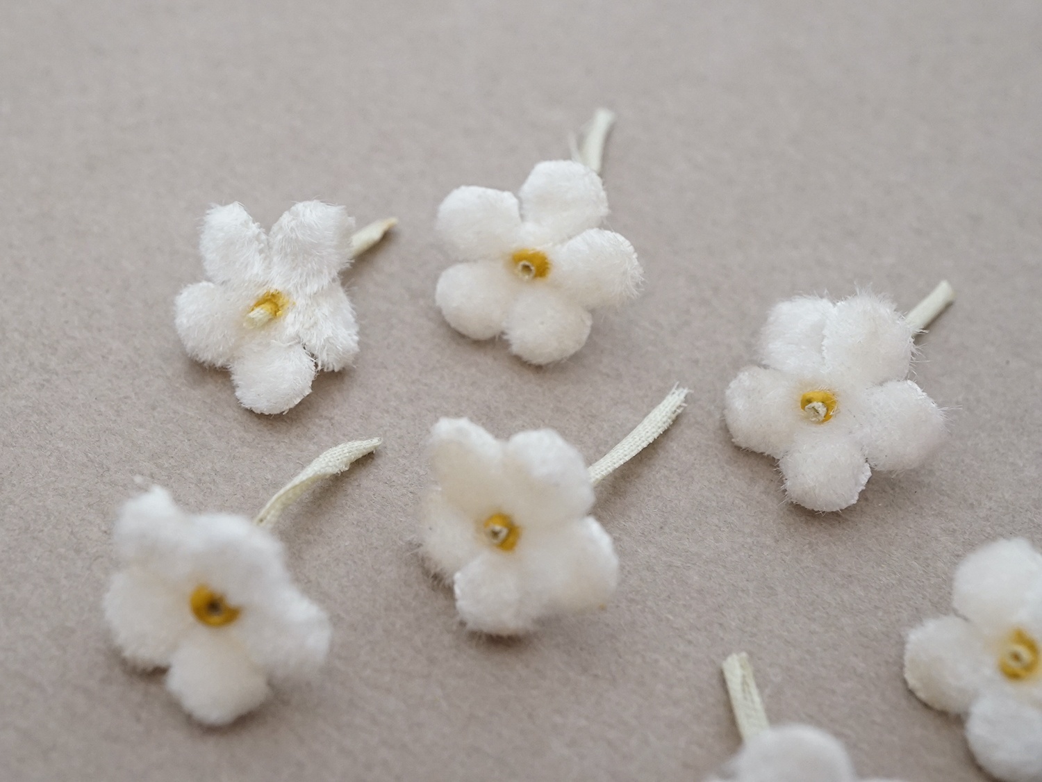 画像3: アンティーク 勿忘草 ベルベットの布花  オフホワイト 7ピースのセット 15mm (3)