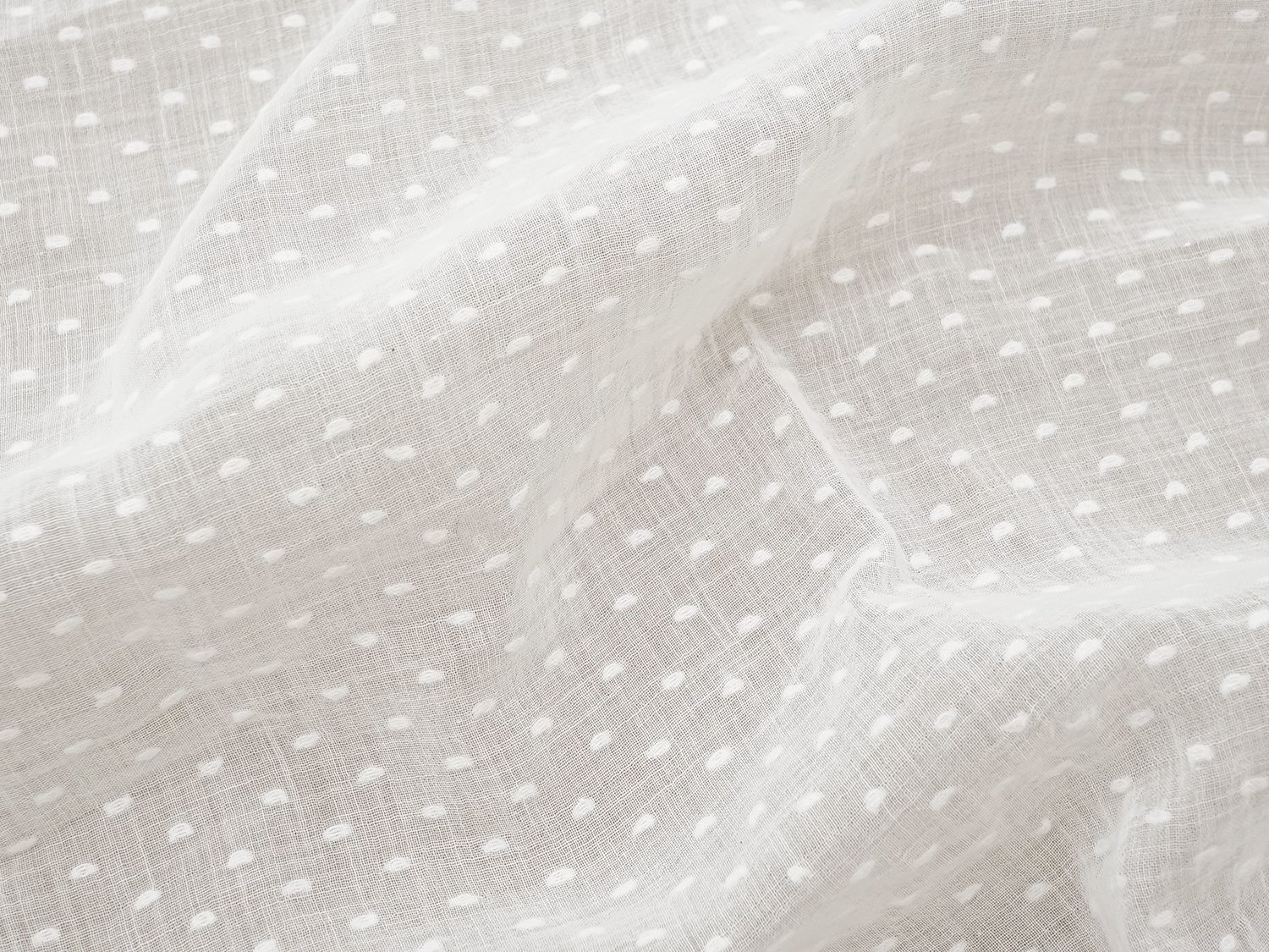 画像3: アンティーク  ドット刺繍入り コットンオーガンジー オフホワイト ファブリック 83×77cm (3)