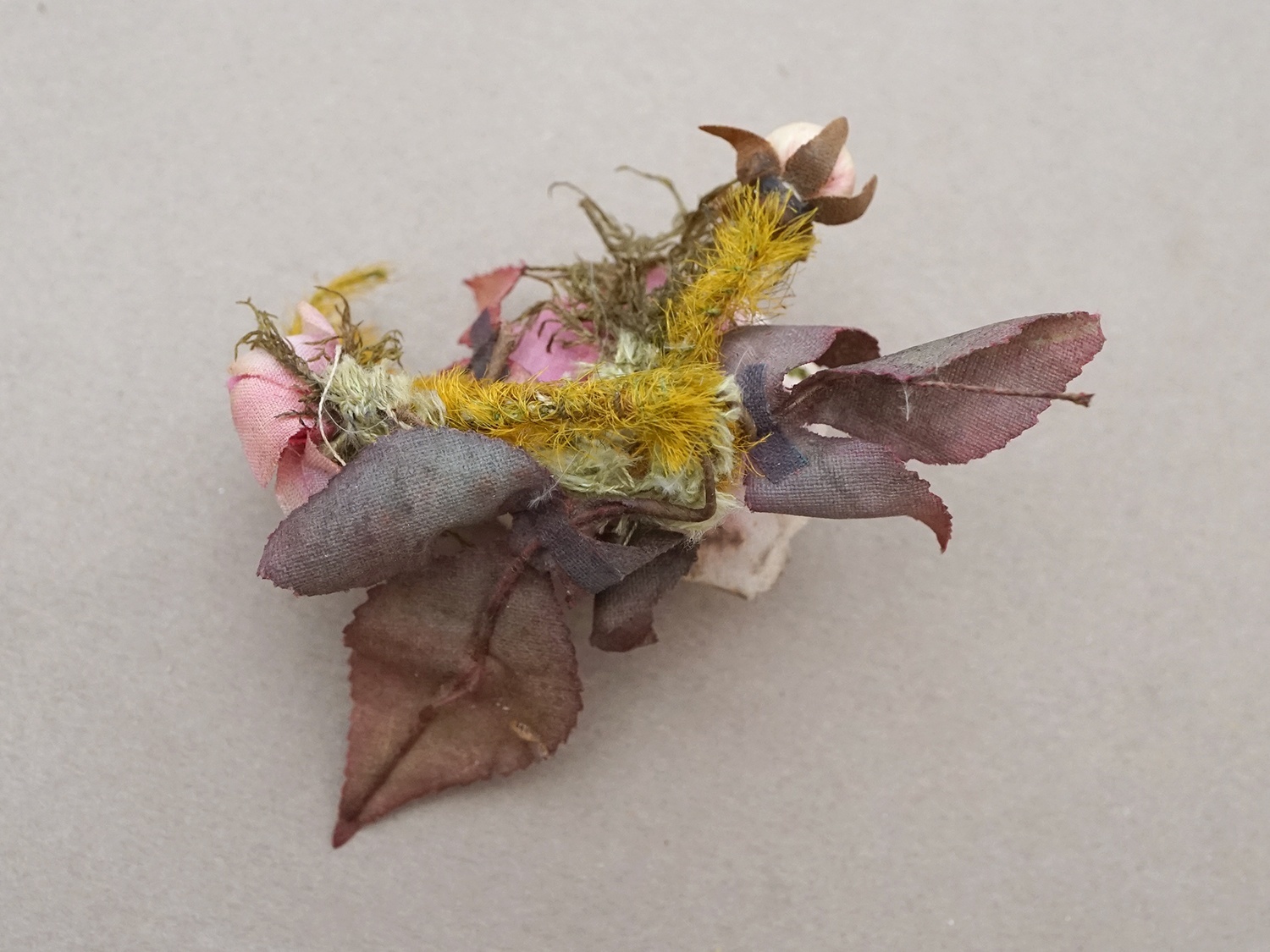 画像3: 1900年頃 アンティーク薔薇の布花 パウダーピンク (3)