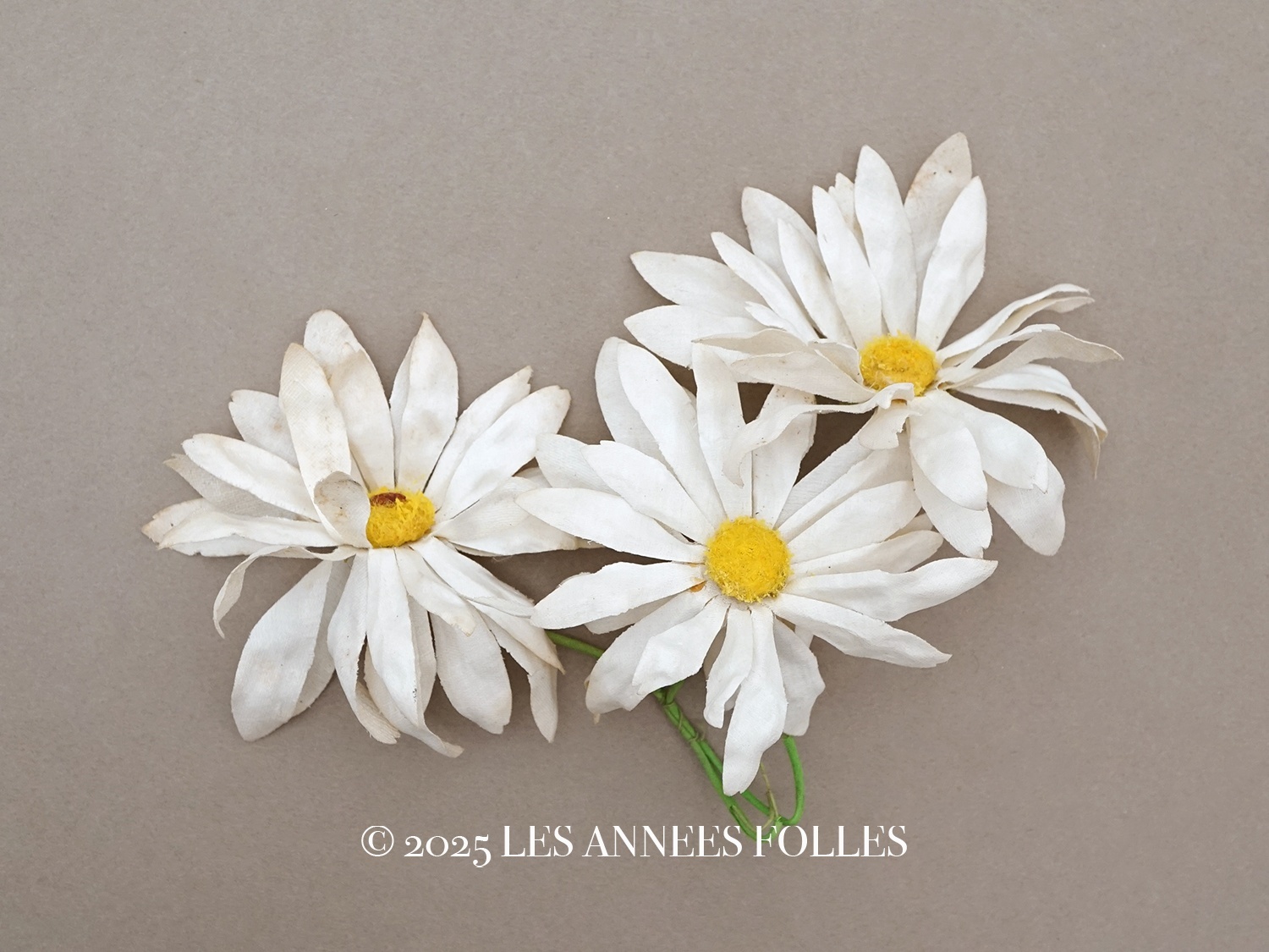 画像1: アンティーク マーガレットの布花  (1)