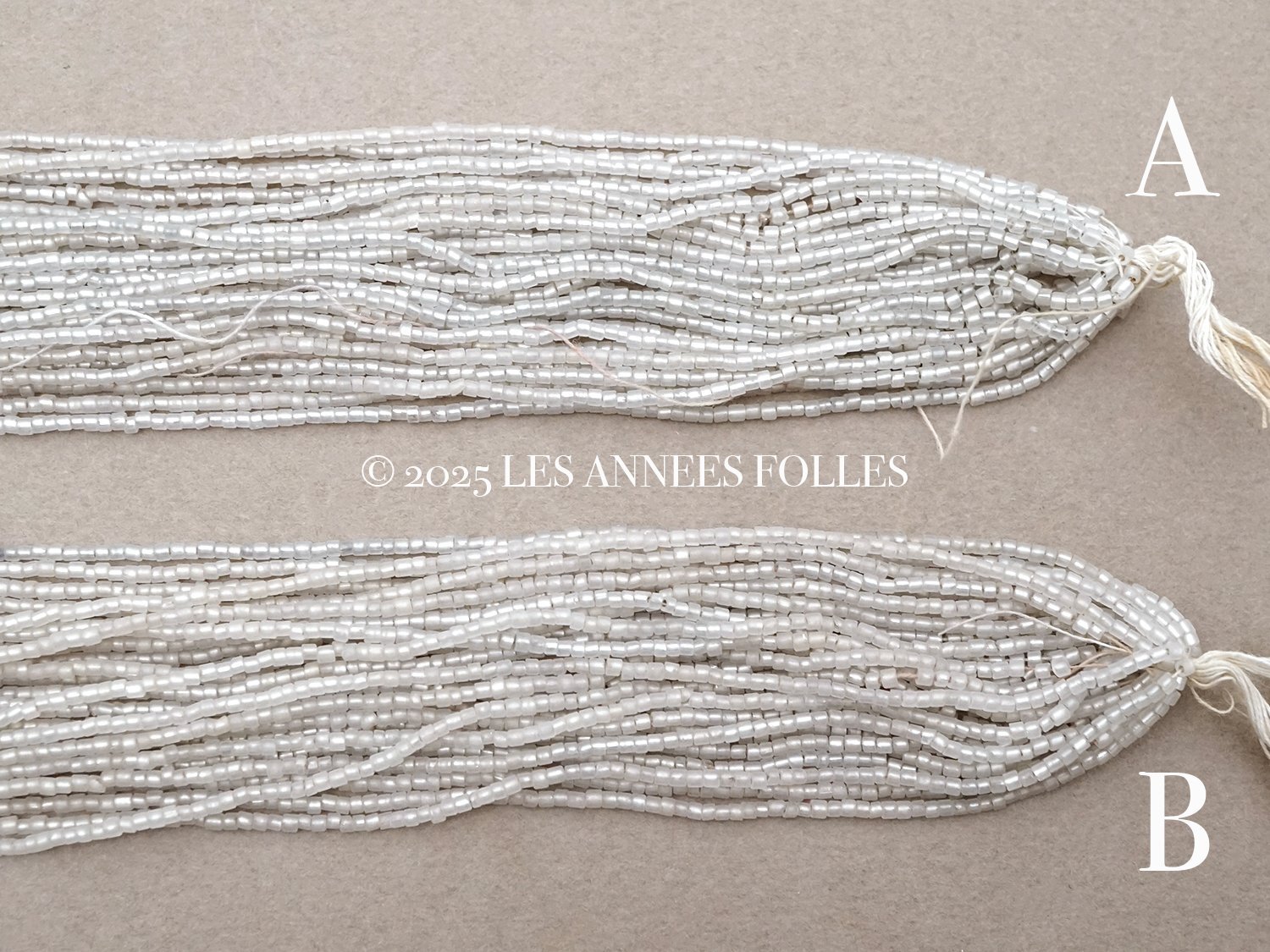 画像8: アンティーク シードビーズ 半透明＆シルバー ガラス製 1cm=7粒 26g (8)