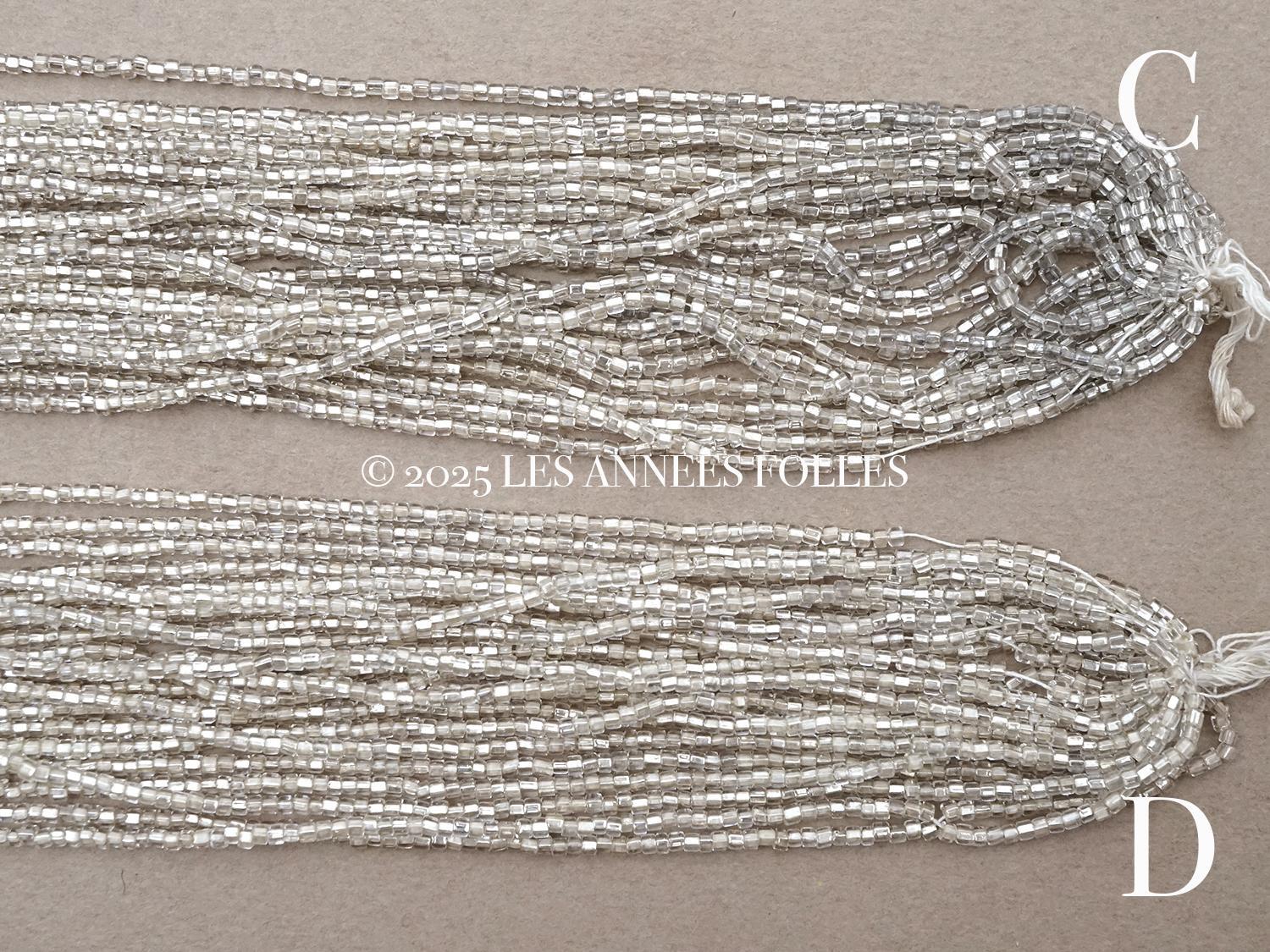 画像9: アンティーク カット入り クリア＆シルバー シードビーズ ガラスビーズ 31〜34g 1cm=6粒 (9)