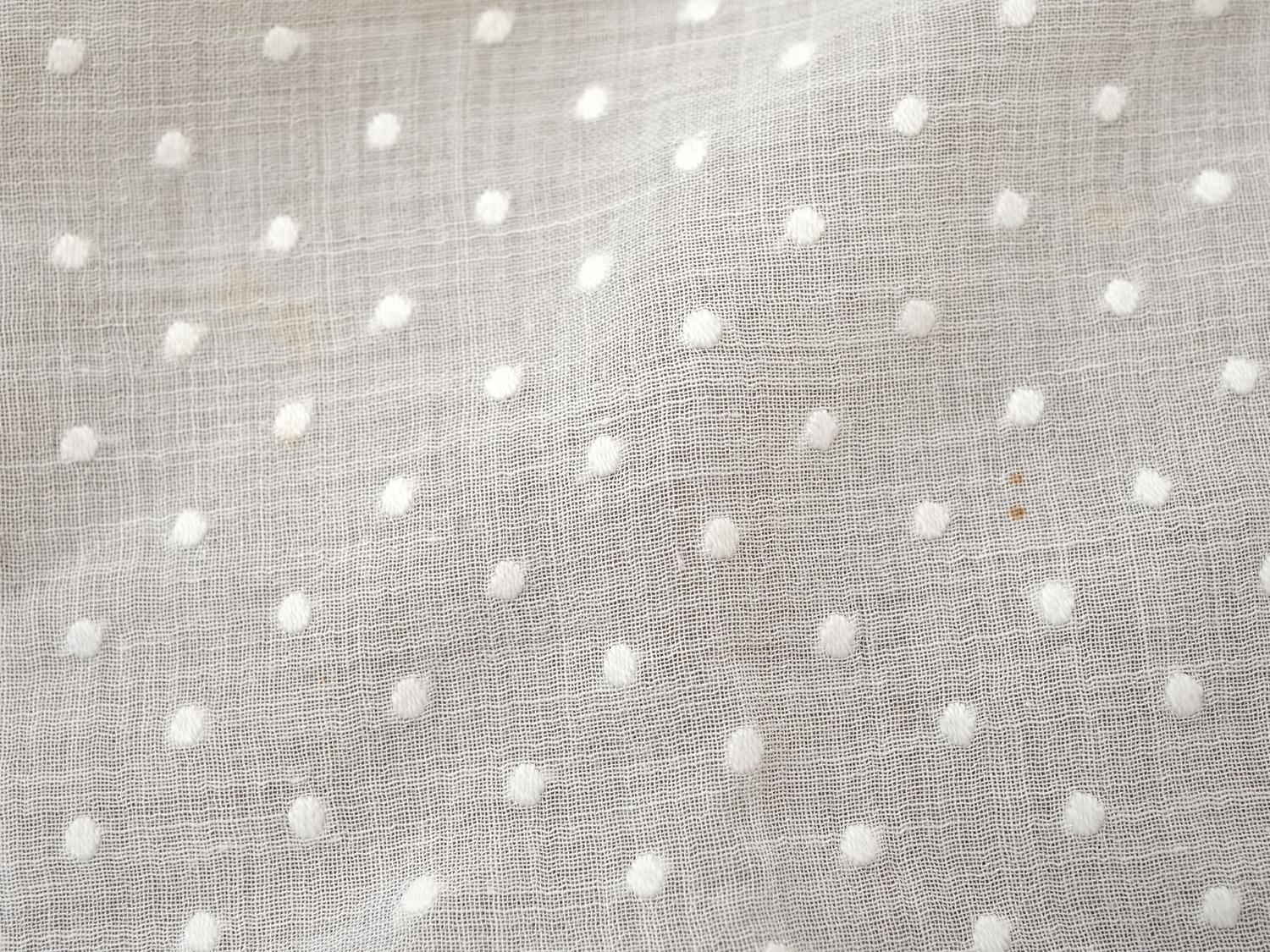 画像10: アンティーク  ドット刺繍入り コットンオーガンジー オフホワイト ファブリック テーブルクロス (10)
