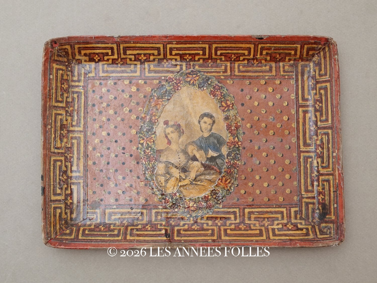 画像1: 19世紀 アンティーク ナポレオン3世 トレイ モード版画 (1)