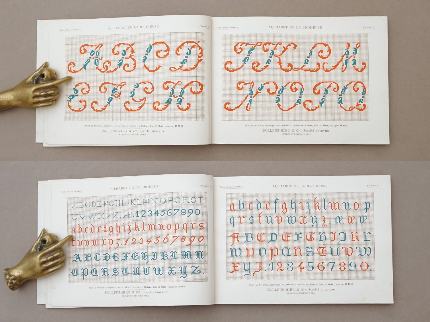 画像6: アンティーク DMC 刺繍図案帳 ALPHABET DE LA BRODEUSE - BIBLIOTHEQUE D.M.C - (6)