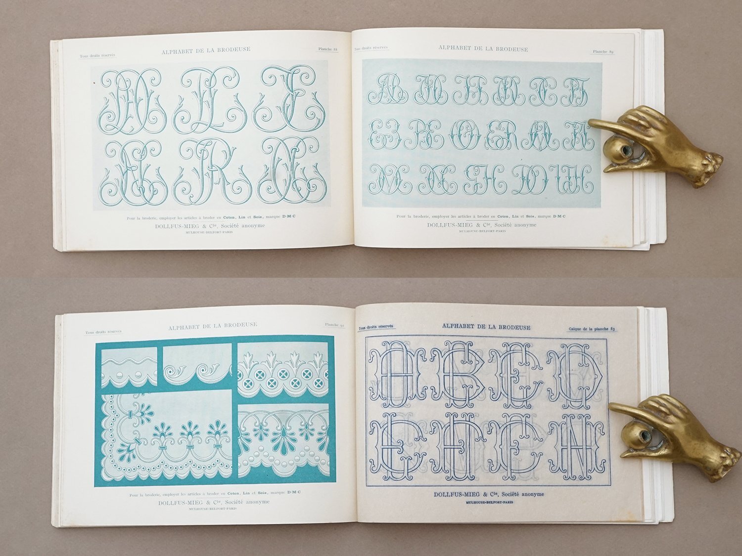 画像13: アンティーク DMC 刺繍図案帳 ALPHABET DE LA BRODEUSE - BIBLIOTHEQUE D.M.C - (13)