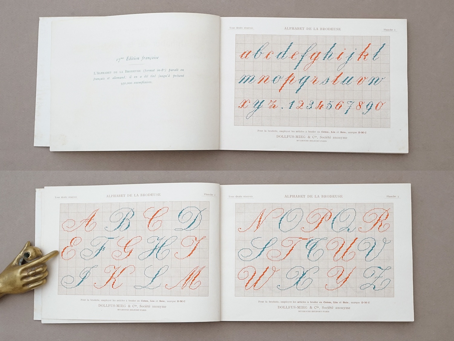 画像5: アンティーク DMC 刺繍図案帳 ALPHABET DE LA BRODEUSE - BIBLIOTHEQUE D.M.C - (5)